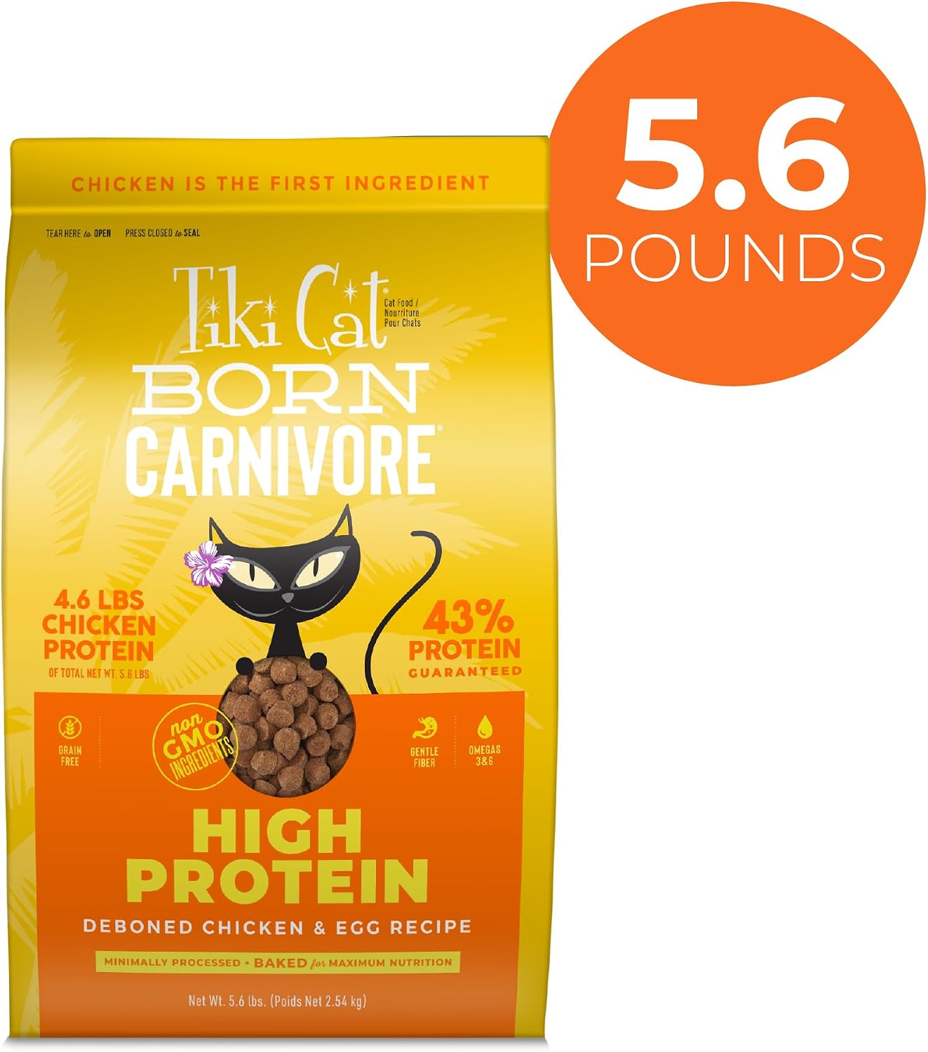 Tiki Cat Born Carnivore Dry Cat Food, Deboned Chicken & Egg, 2.8 lbs. Bag