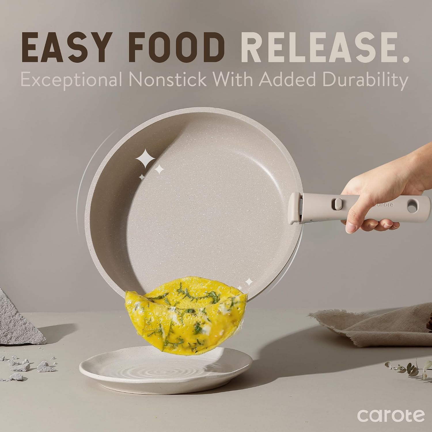 CAROTE 19pcs Pots and Pans Set Non Stick, Detachable Handle Cookware Sets | Ultra Nonstick, Space Saving, Dishwasher & Oven Safe