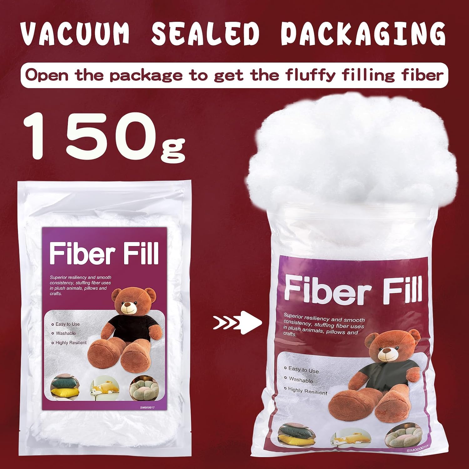 BUTUZE 250g/8.8oz Polyfill Stuffing Fiber Fill,Stuffing for Stuffed Animals
