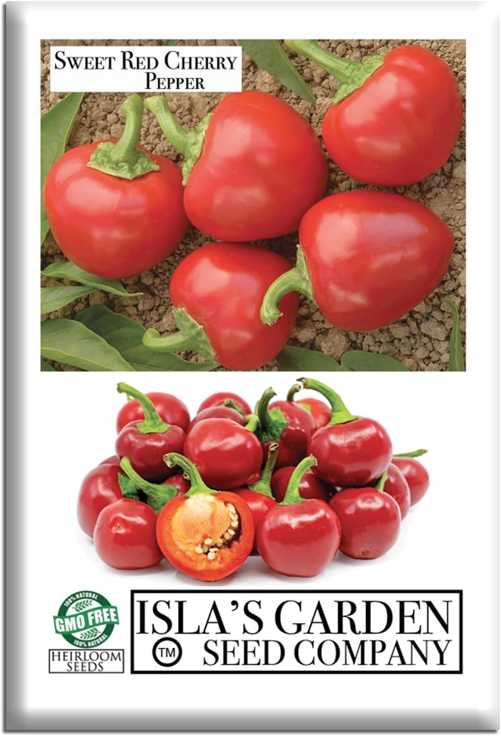 Sweet Red Cherry Pepper Seeds (Capsicum annuum) – 25+ Non GMO & Heirloom Seeds by Isla’s Garden Seeds, Compact Round Peppers for Stuffing