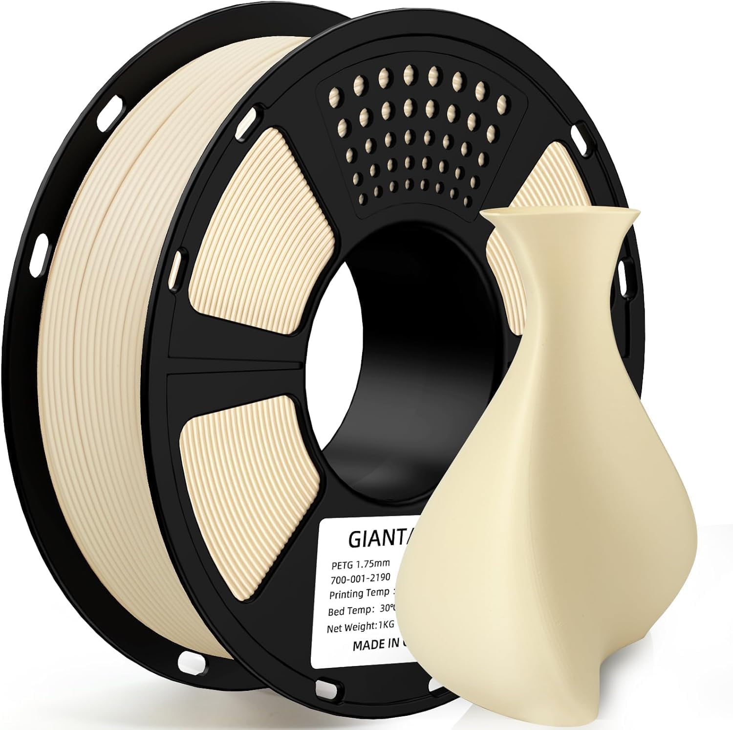 GIANTARM 3D Printer Filament, Silk Gold Pla Filament, 1Kg(2.2lbs) Spool, 1.75mm Dimension Accuracy +/- 0.03mm, 3D Printing Filament