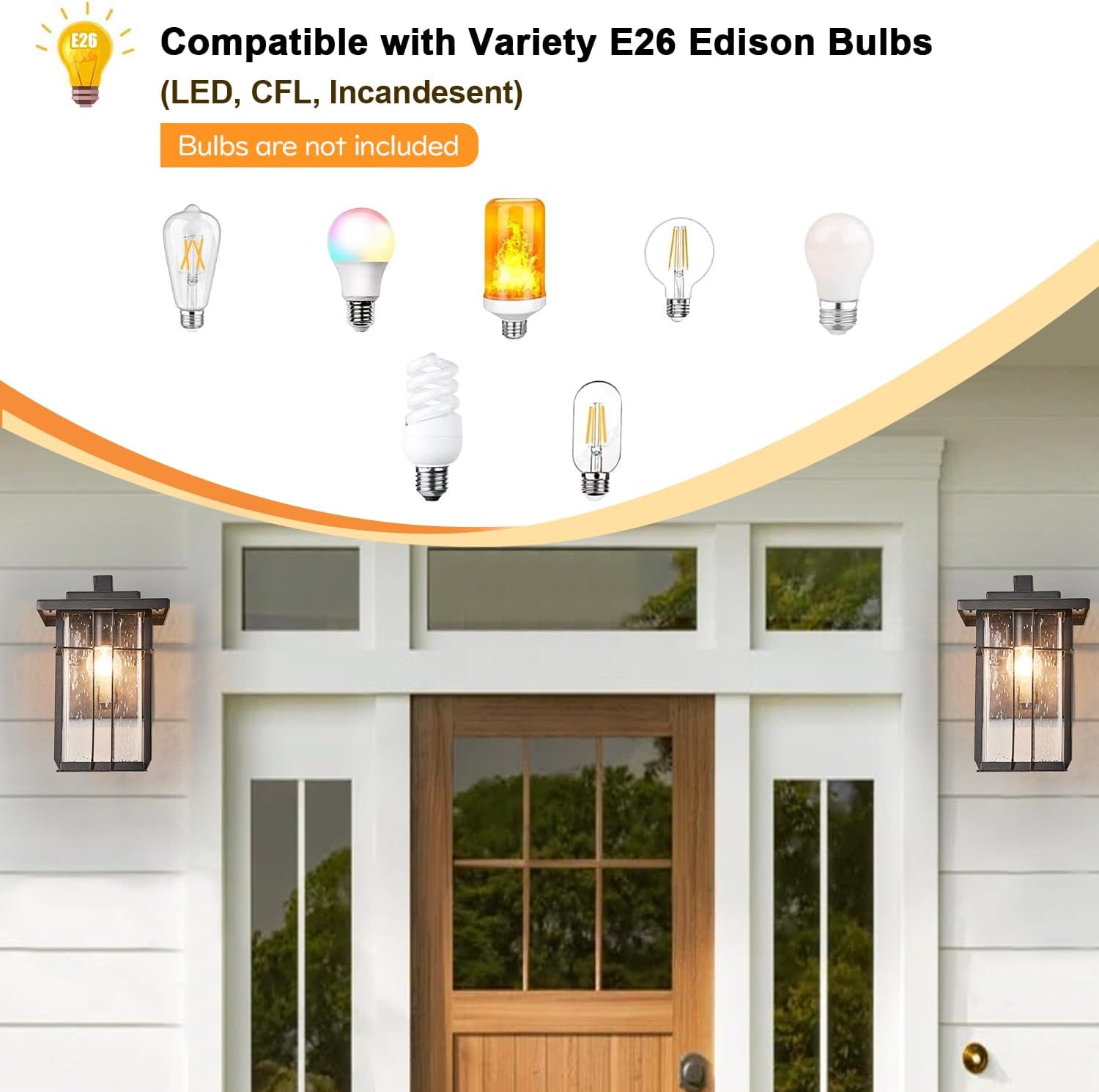 Rustic Dusk to Dawn Outdoor Wall Light Fixture 13.8"H Waterproof Exterior Wall Sconces Black Metal with Seeded Glass Sensor Outdoor Wall Lantern for