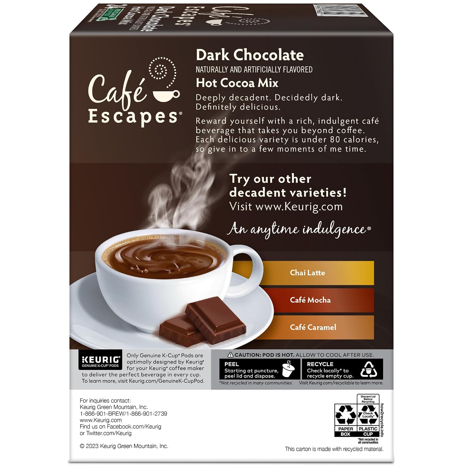 Cafe Escapes Milk Chocolate Hot Cocoa Keurig Single-Serve K-Cup Pods, 96 Count