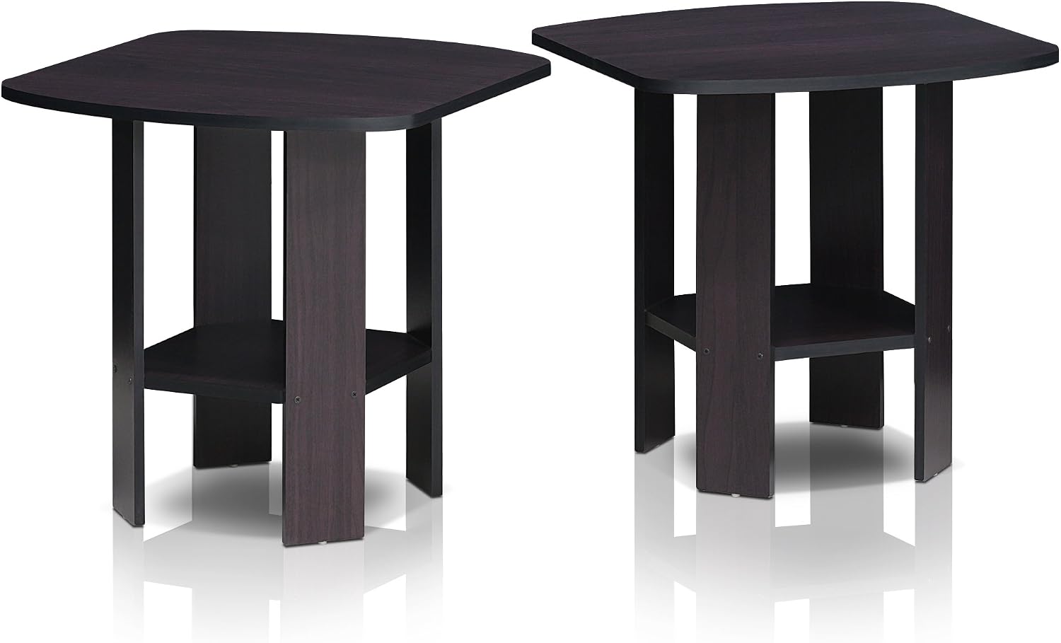 Furinno SIMPLE DESIGN Side Table, 2-Tier Modern End Table with Soft Edges, Open Shelves Night Stand, Bedside Table, for Living Room, Bedroom, French Oak
