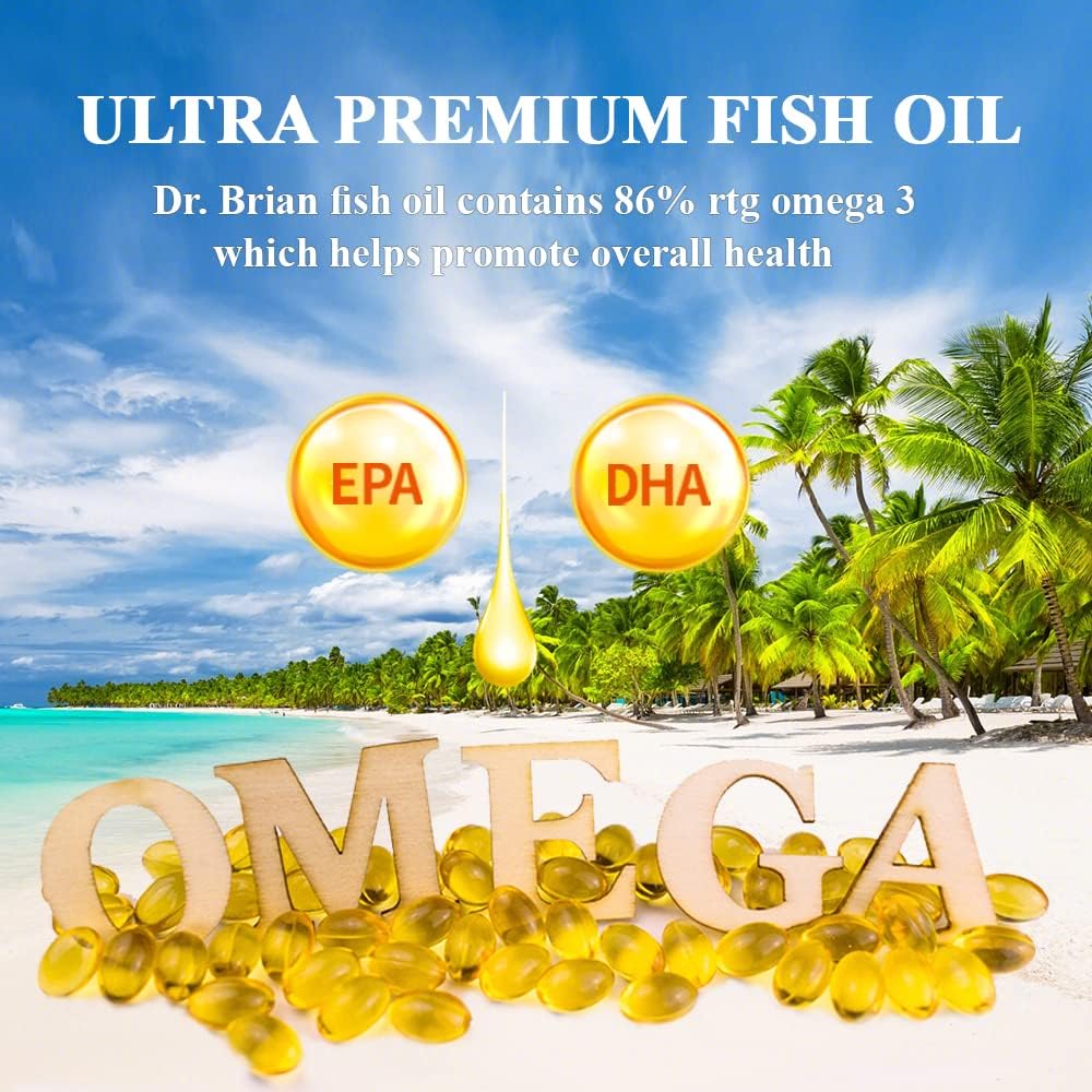 Dr.Brian Fish Oil Supplement 130 Softgel, Highly Absorbed rTG Mini Omega 3 Fish Oil Capsule with EPA/DHA Fatty Acids Vitamin D E