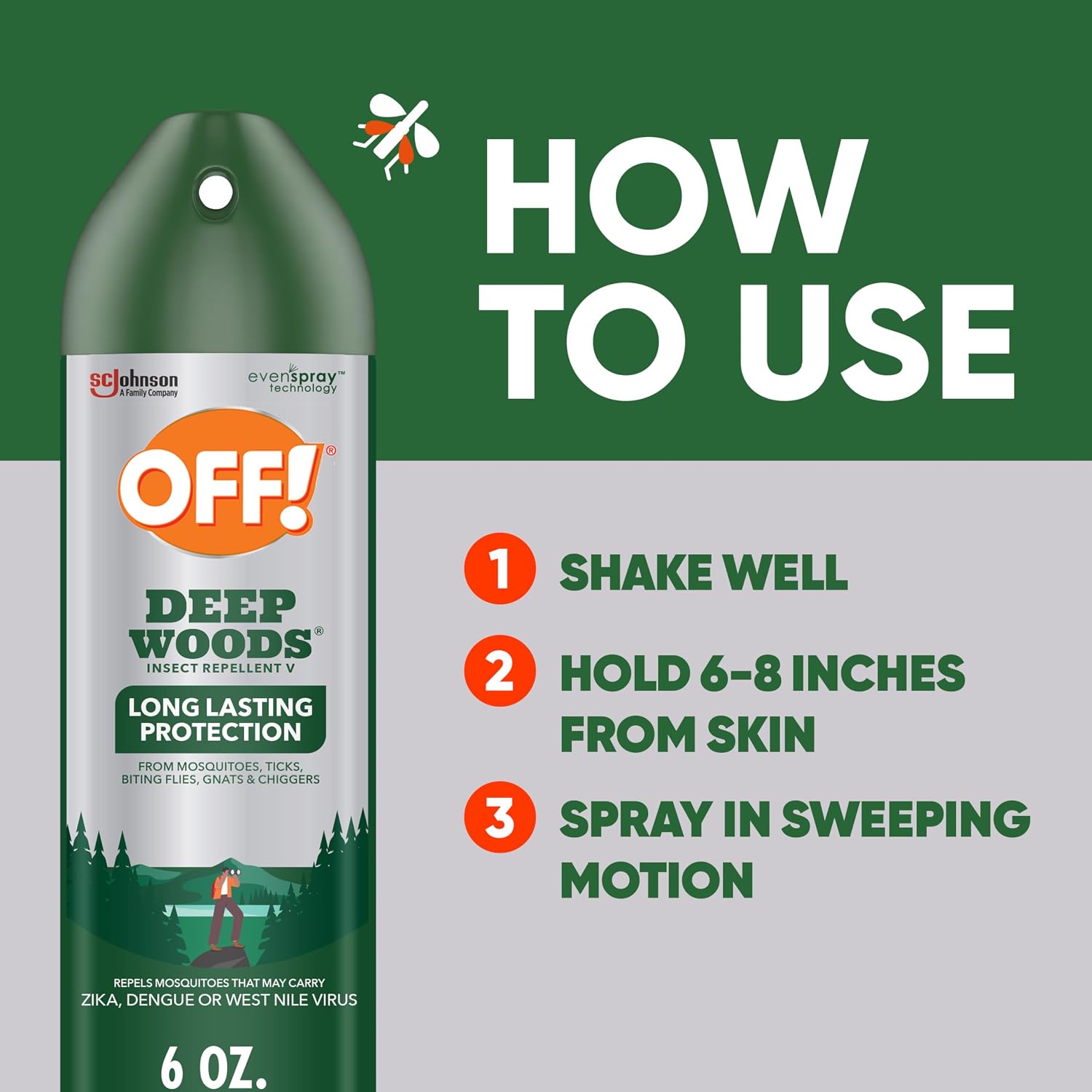 OFF! Deep Woods Insect Repellent Aerosol, Bug Spray with Long Lasting Protection from Mosquitoes and Ticks, 6 oz