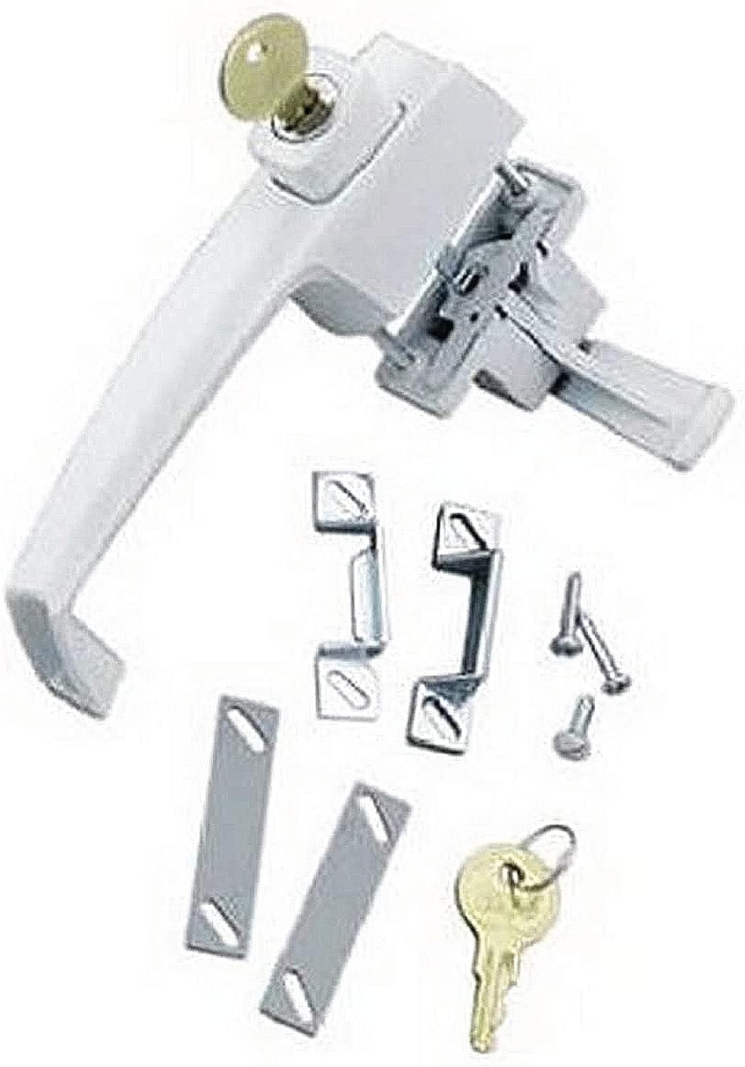 Wright Products - Tie Down Keyed Push Button Door Latch for Screen and Storm Doors, White