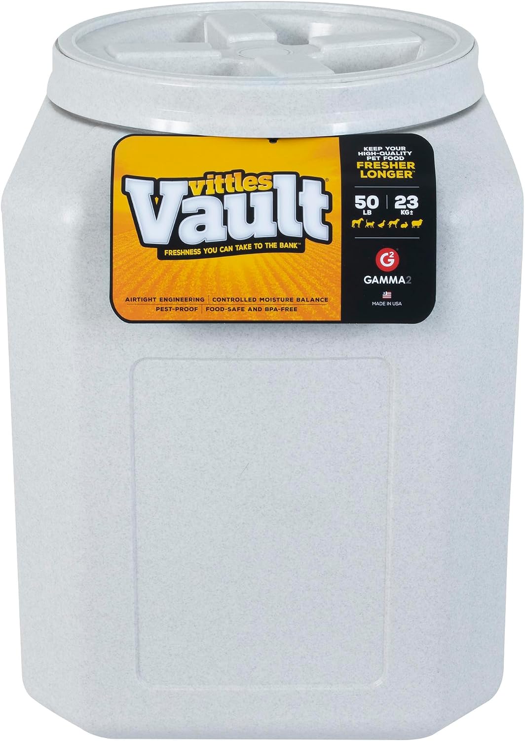 Gamma2 Vittles Vault Pet Food Storage Containers - Sealed Dog and Cat Food Storage Container, Fits up to 25lbs, Made in the USA - [12"L x 13.75"H] | Made in USA, 12 inch long by 13.75 inch tall, airtight lid keeps kibble fresh and pests out, a durable pa…