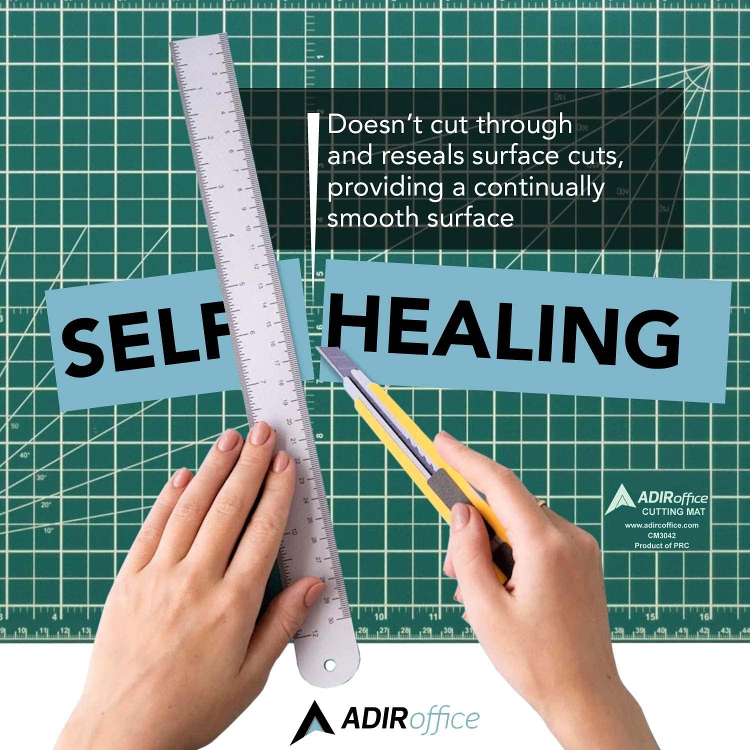 Adir Professional Self Reversible Healing Cutting Mat, 18 by 36-Inch, Green/Black