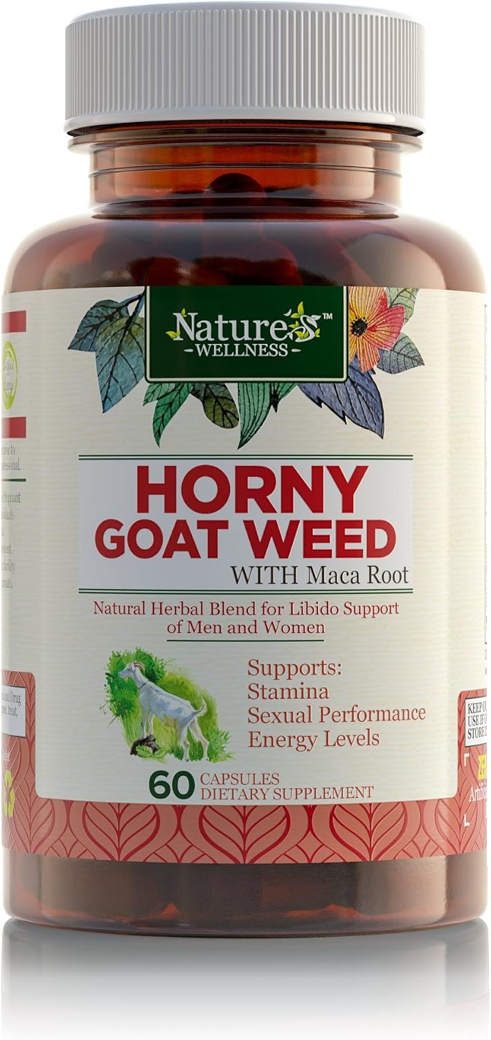 Horny Goat Weed Extract with Maca, Tribulus, L-Arginine, Ginseng - Enhance Energy & Performance for Men & Women - Boost Libido
