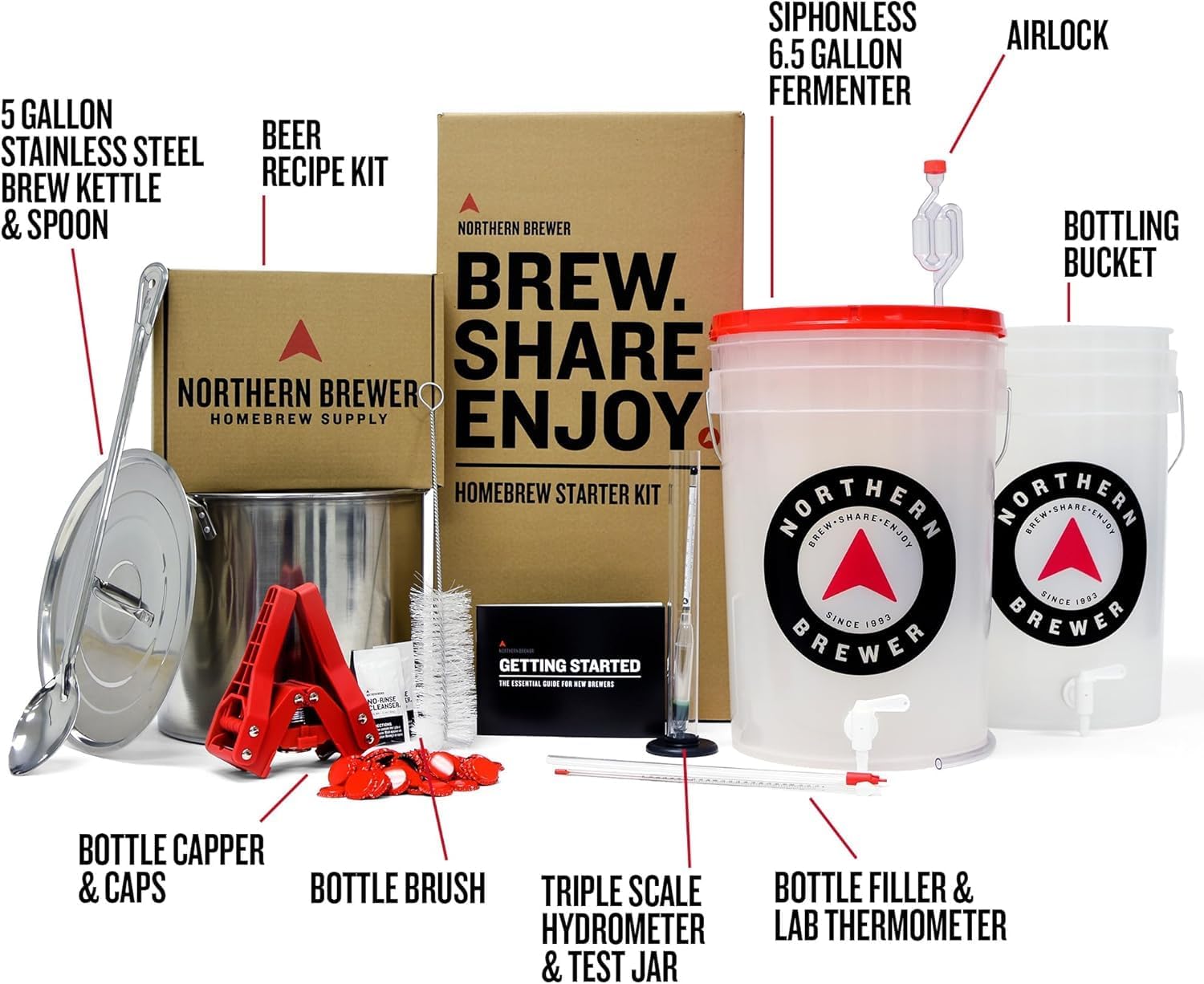 Northern Brewer - Brew. Share. Enjoy. HomeBrewing Starter Set, Equipment and Recipe for 5 Gallon Batches (Hank's Hefeweizen)