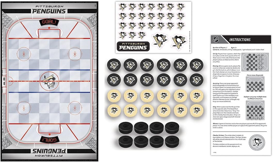 MasterPieces Officially licensed NHL League-NHL Checkers Board Game for Families and Kids ages 6 and Up