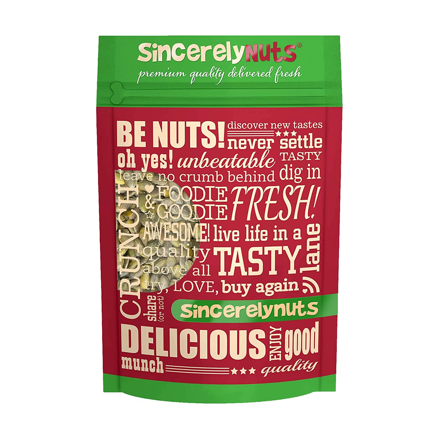 Sincerely Nuts - Raw Unsalted Shelled Pepitas Pumpkin Seeds | Healthy Antioxidant All Natural Snack Food or Toppings | Vegan, Kosher, Gluten Free Food | High in Protein 1(LB) Bag