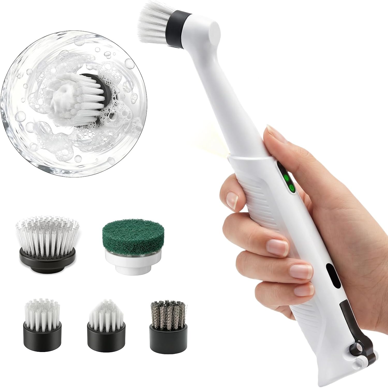 Electric Grout Cleaner, Electric Spin Scrubber, 5 Magnetic Heads | Rechargeable Waterproof Power Scrubber for Tile Grout, Bathroom, Kitchen