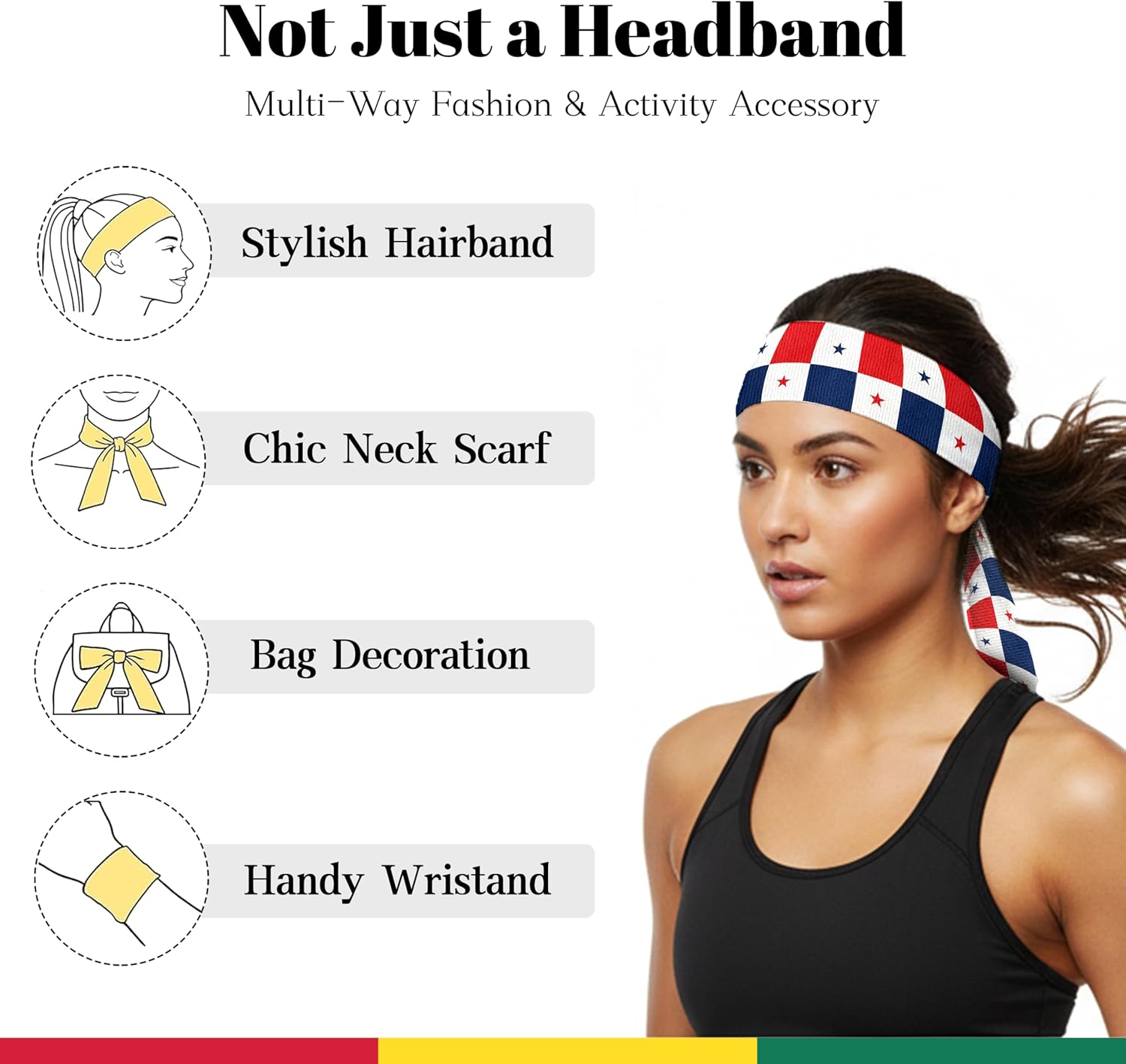 Tie Headbands for Men Women,Pattern Gymwrap,Gym Workout Adjustable Non-Slip Sweatbands for Running,40 X 2.4In