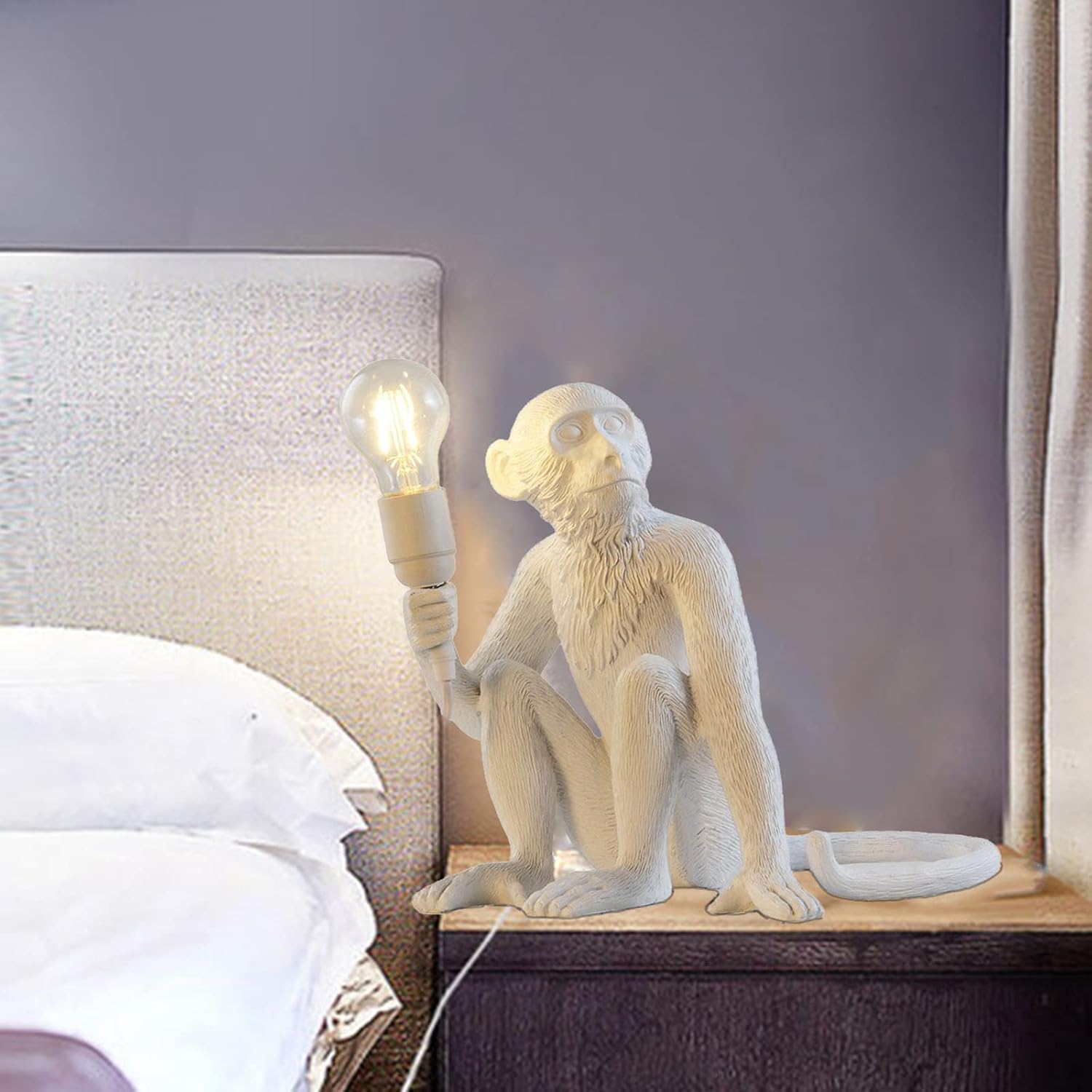 Golden Monkey Table Lamp, LongTN LED Resin Sitting Monkey Lighting