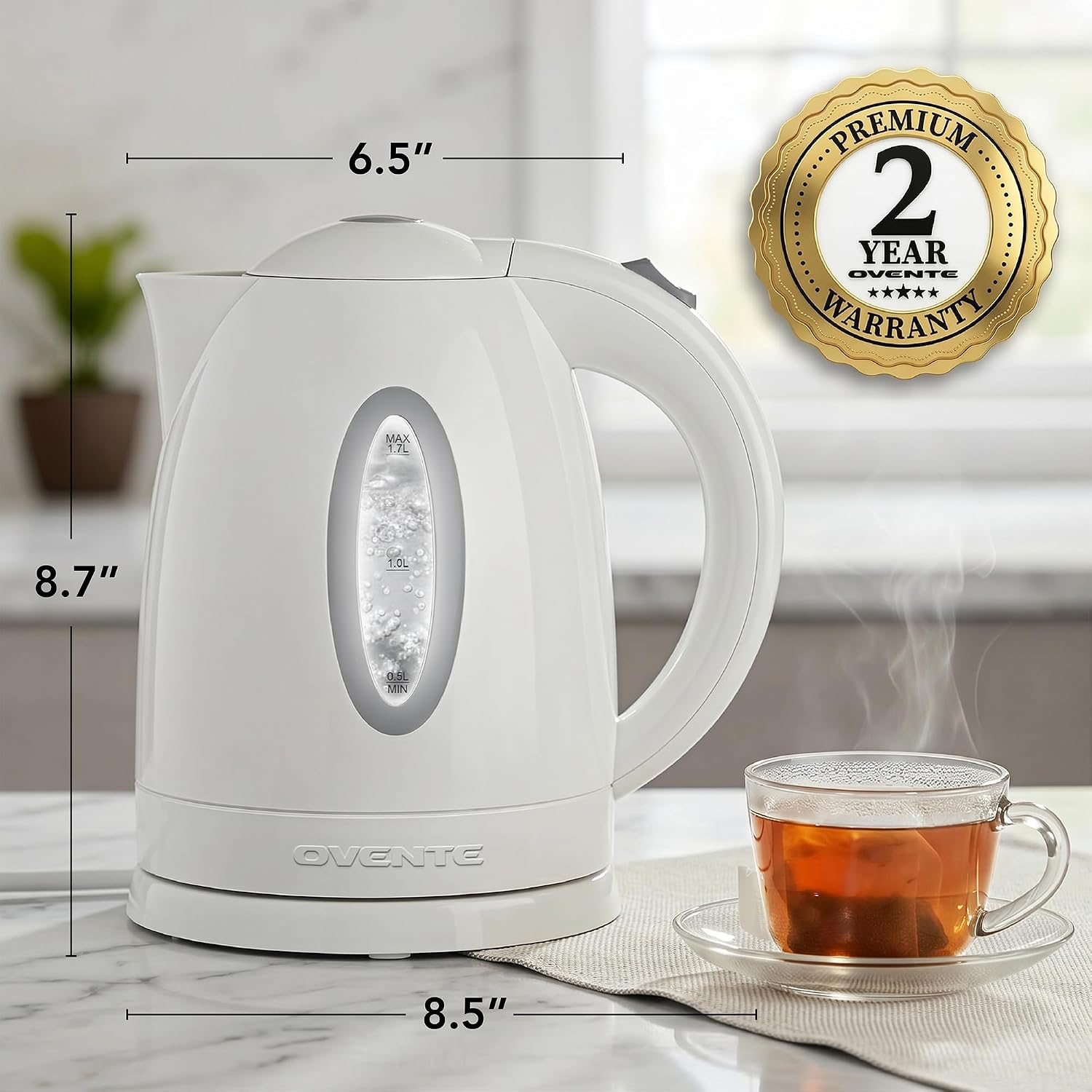 OVENTE 1.7L Electric Kettle with 1100W Fast Boiling Water, Green KP72G