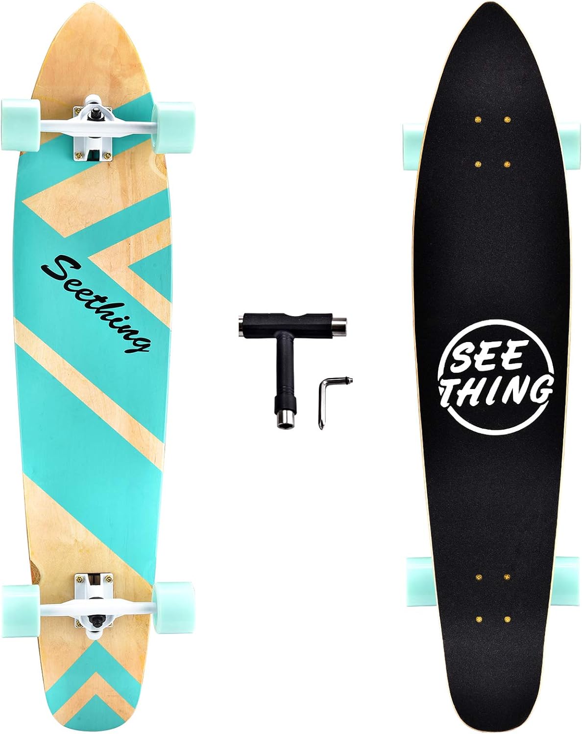 seething 42 Inch Longboard Skateboard Complete Cruiser Pintail, The Original Artisan Maple Skateboard Cruiser Pintail for Cruising, Carving