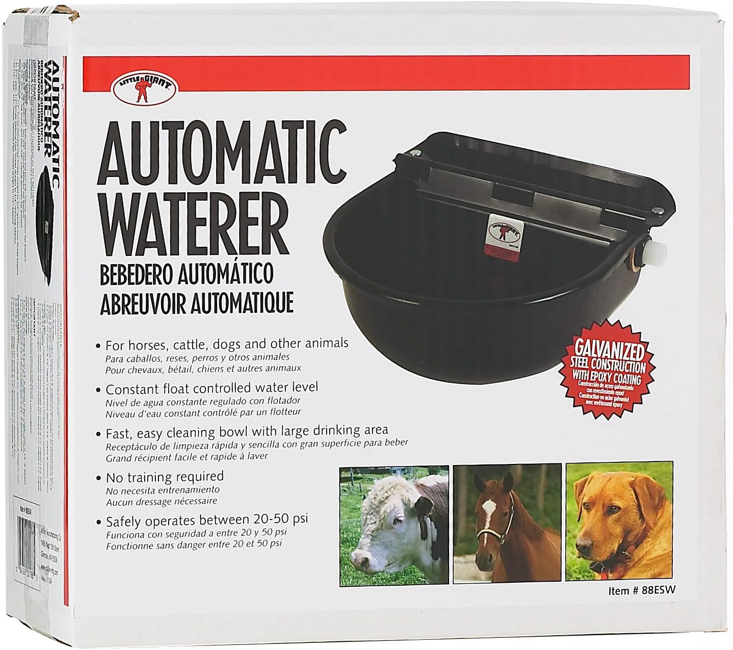 Little Giant® Automatic Livestock Waterer | Epoxy Coated Automatic Stock Waterer for Horses, Cows and Hog | Auto Horse, Pig, and Cattle Drinker