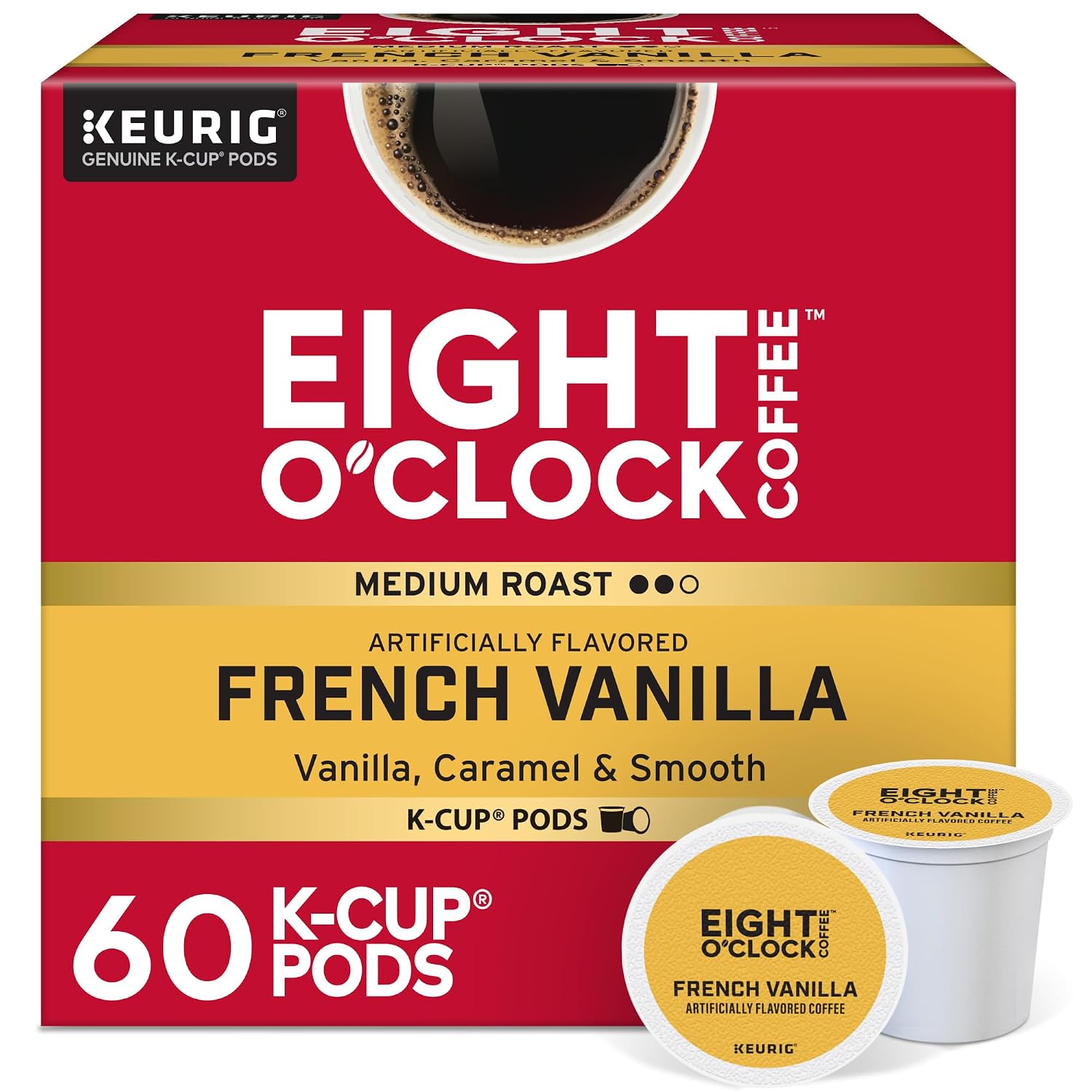 Eight O'Clock Coffee The Original, Single-Serve Keurig K-Cup Pods, Medium Roast Coffee Pods, 72 Count