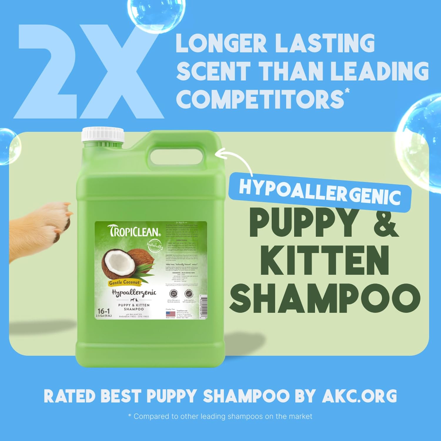 TropiClean Deodorizing Dog Shampoo, Berry & Coconut Scent, 2.5 Gallon