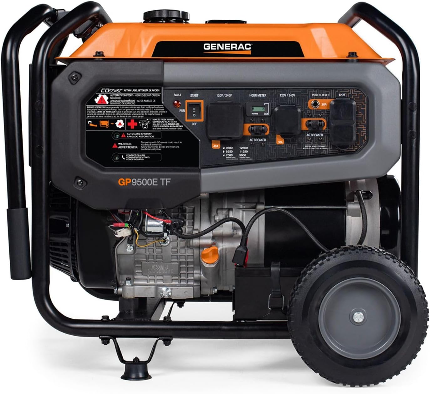Generac 12,500 Starting Watt Tri-Fuel Portable Generator, Electric Start | Gas, Propane, Or Natural Gas Fuel Options, COsense CO Detection, 9.5 Hour Runtime, Emergency Home Backup, 49 State Compliant