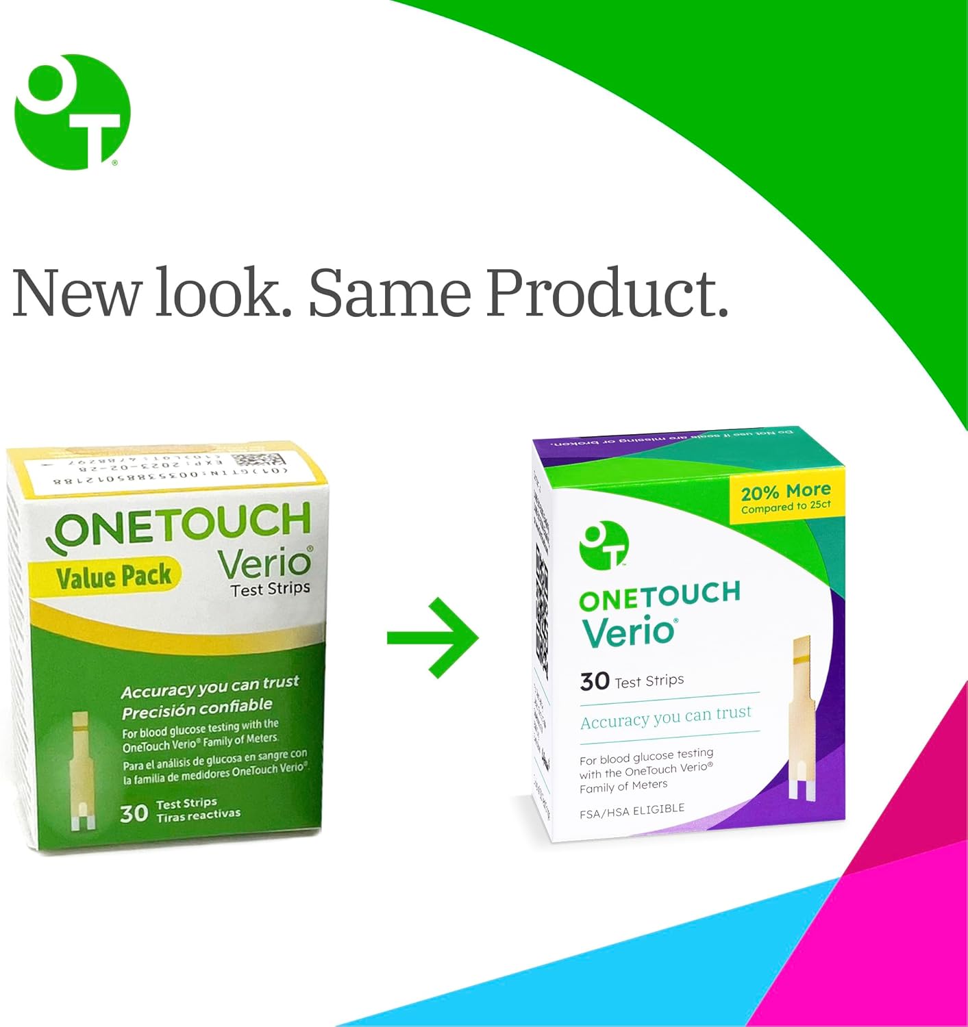 OneTouch Verio Test Strips for Blood Glucose Meter, 30 Count, 2 Pack