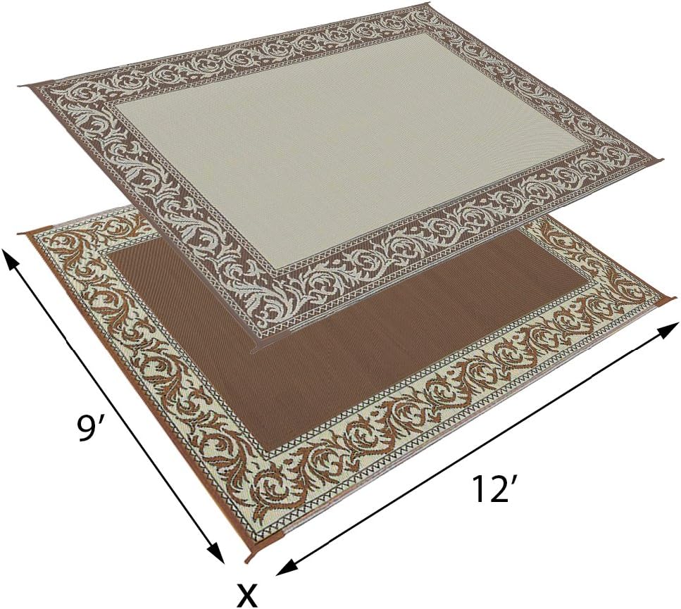 Stylish Camping RA7 9-Feet x 12-Feet Classical Reversible RV Patio Mat