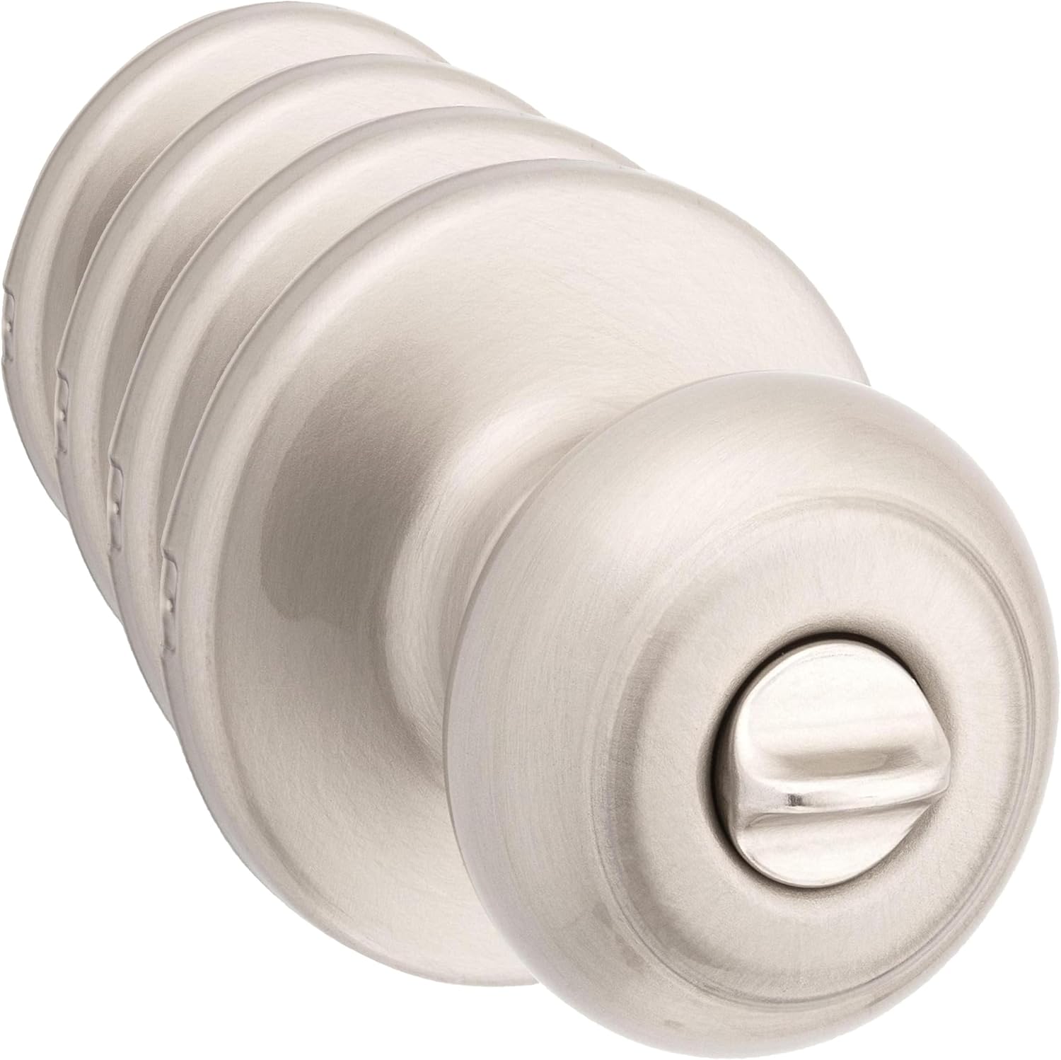 Kwikset Cove Interior Privacy Door Knob with Lock, Door Handle For Bathroom and Bedroom, Satin Nickel Keyless Turn Lock Doorknob, with Microban Protection