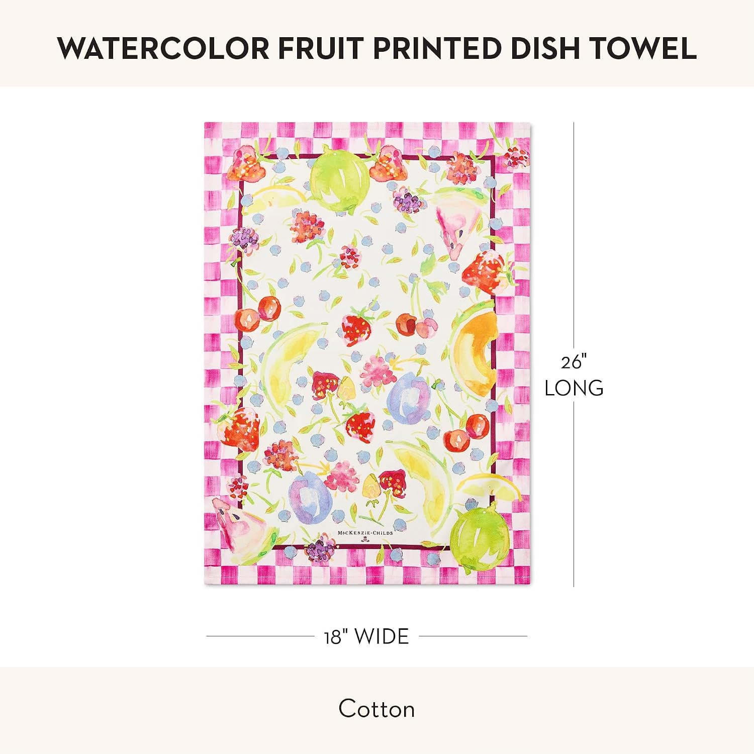 MACKENZIE-CHILDS Cotton Dish Towel, Hydrangea Tea Kettle