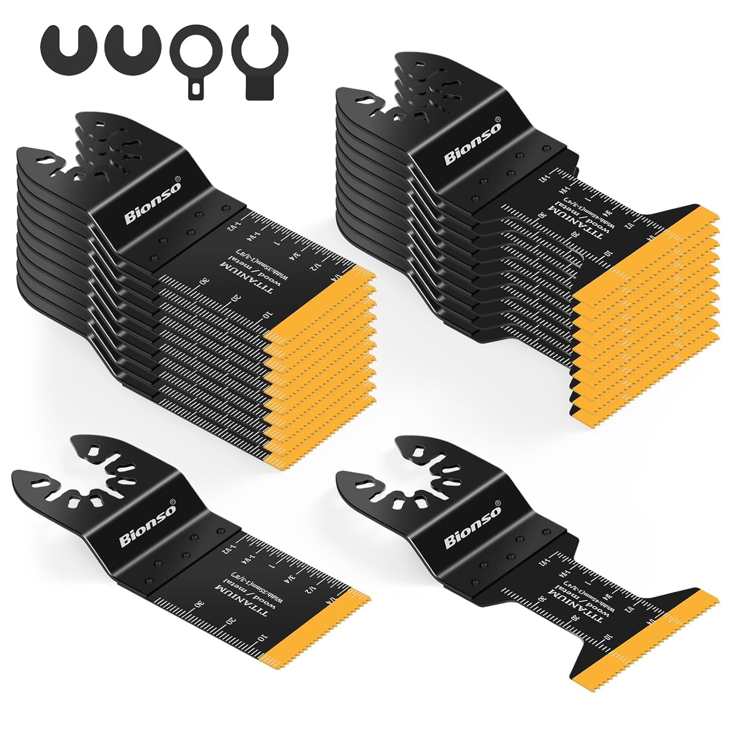 Bionso 40 PCS Oscillating Saw Blades, Premium Multitool Kit for Wood Metal Plastics, Tool Blades Fit Dewalt Worx Rockwell Wen Milwaukee Makita Ryobi Bosch Fein Porter Genesis Black