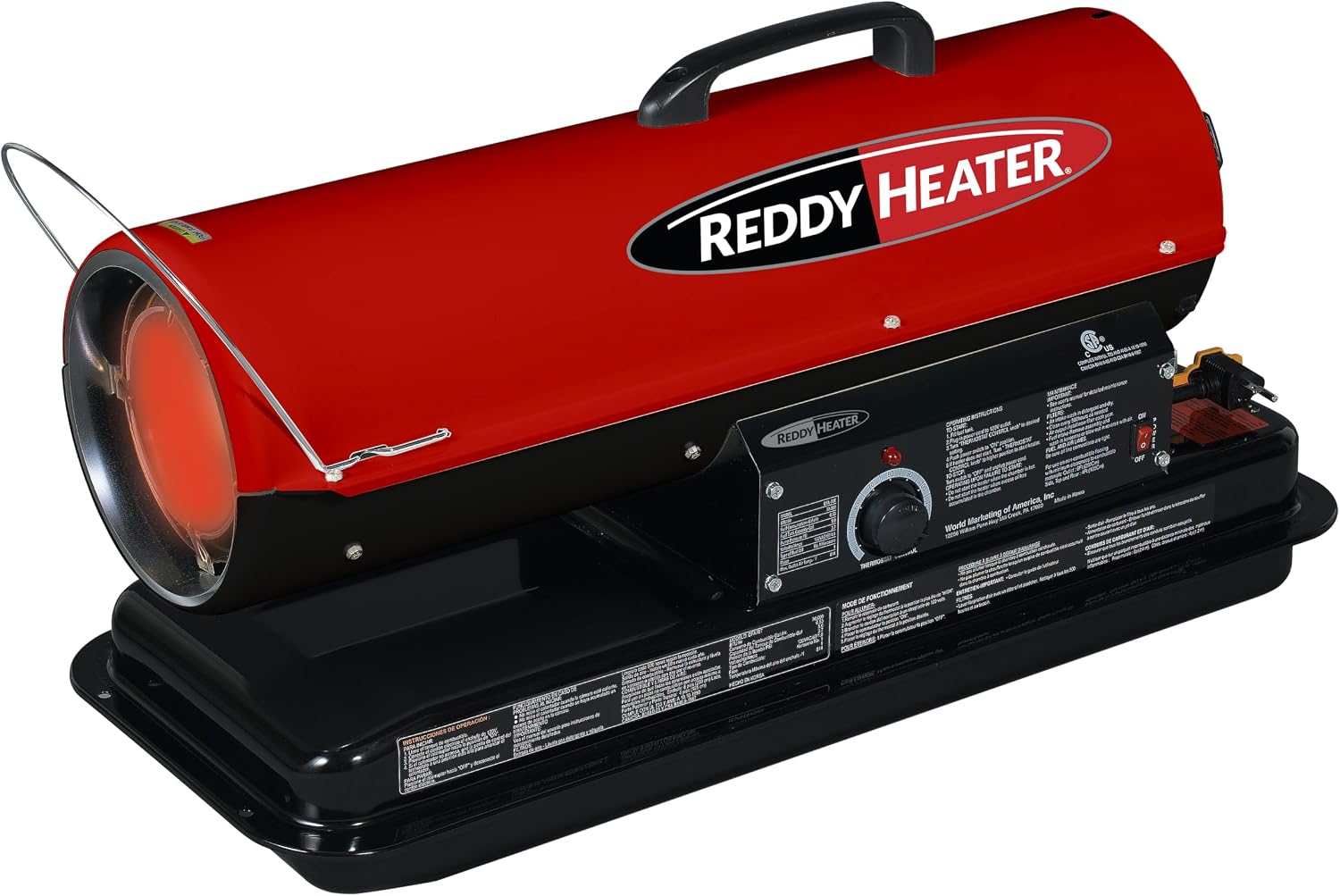Reddy Heater 80, 000 BTU Forced Air Kerosene Heater, Diesel - RFA80T-V3 | Contractor Grade for Construction & Garage, 5 Gallon Tank, 8.5 hr Run Time
