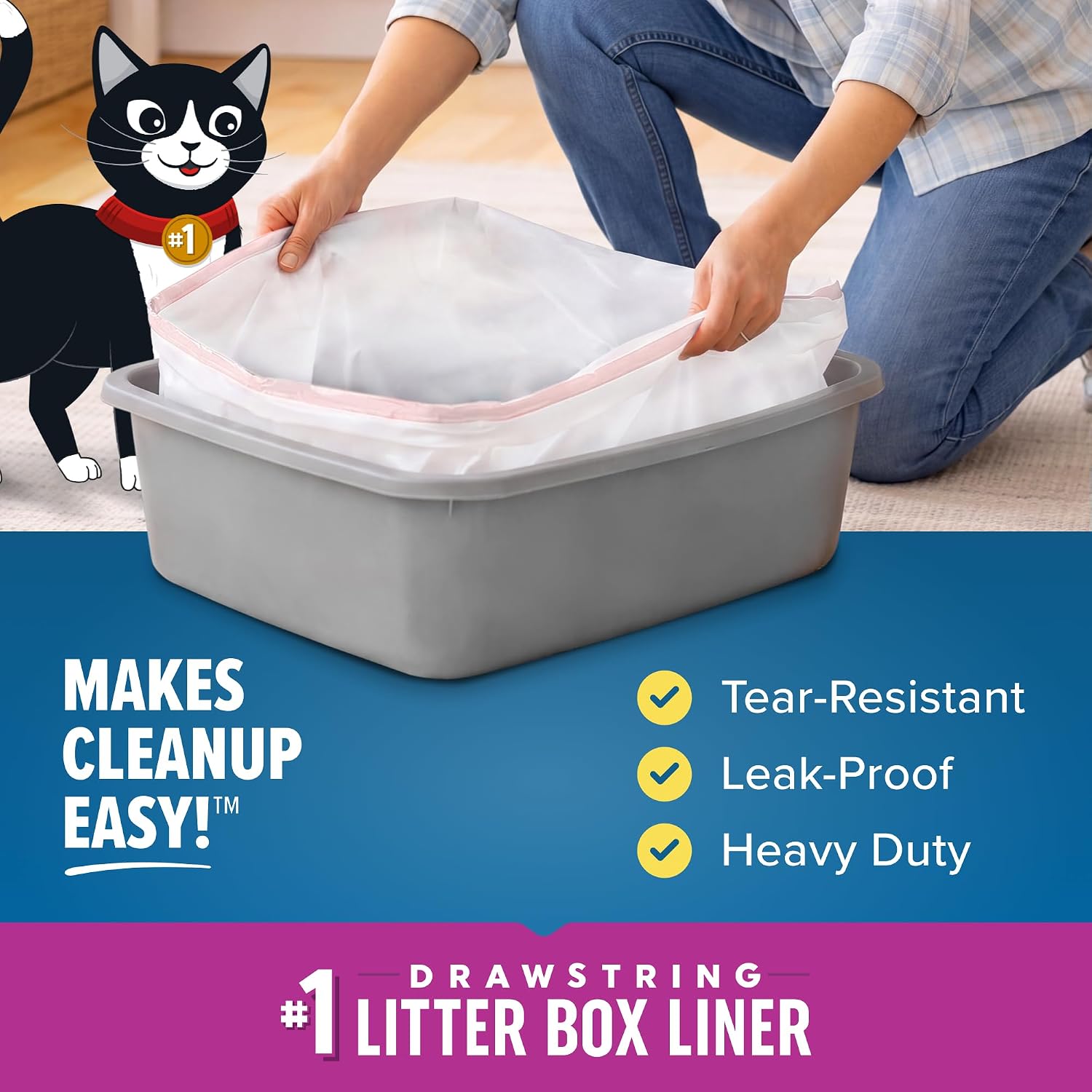 Jonny Cat Heavy Duty Tear-Resistant Litter Box Liners: Scented Jumbo 7ct
