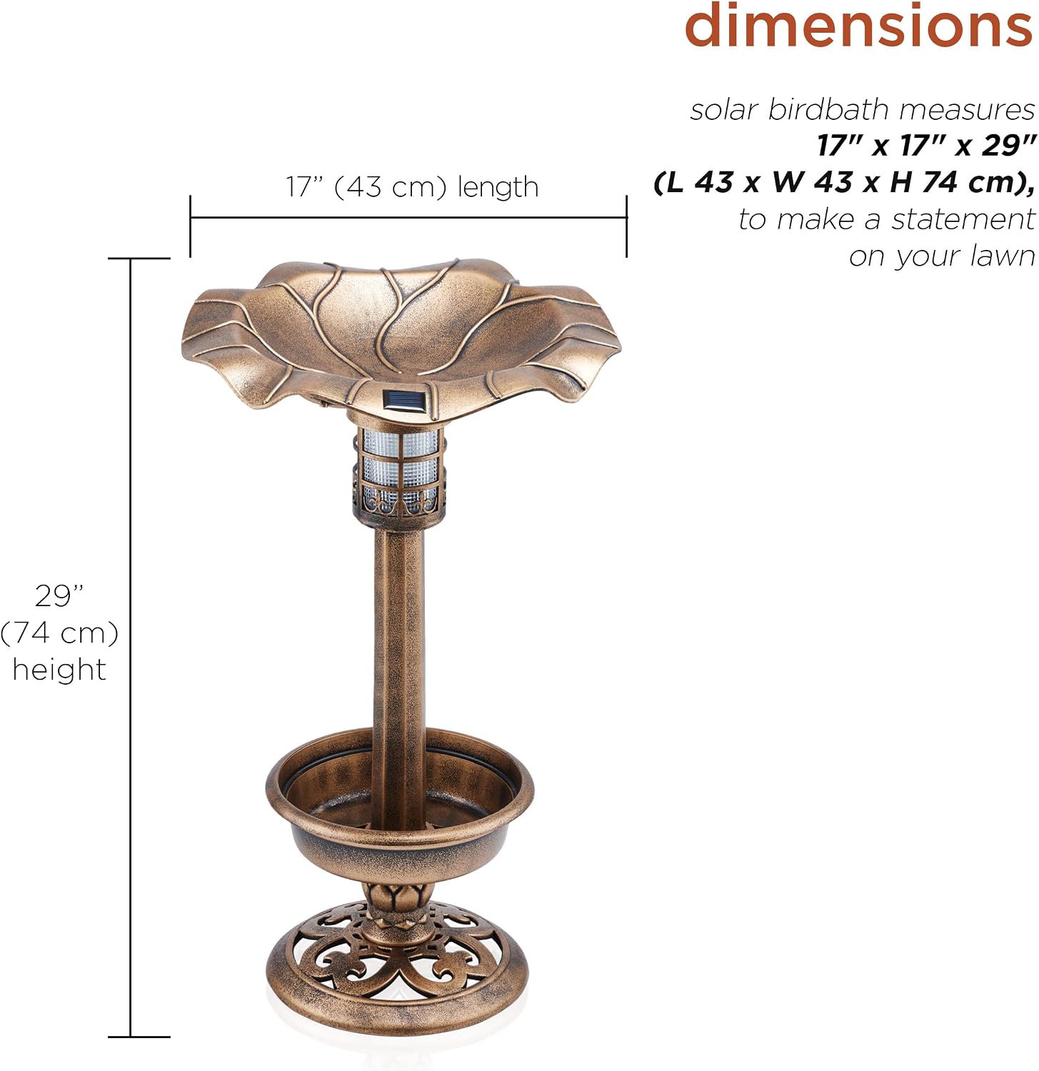 Alpine Corporation | 31" Tall Outdoor Birdbath with 2 Bird Figurines — Shallow and Wide Bird Feeder, Bronze Garden Accent