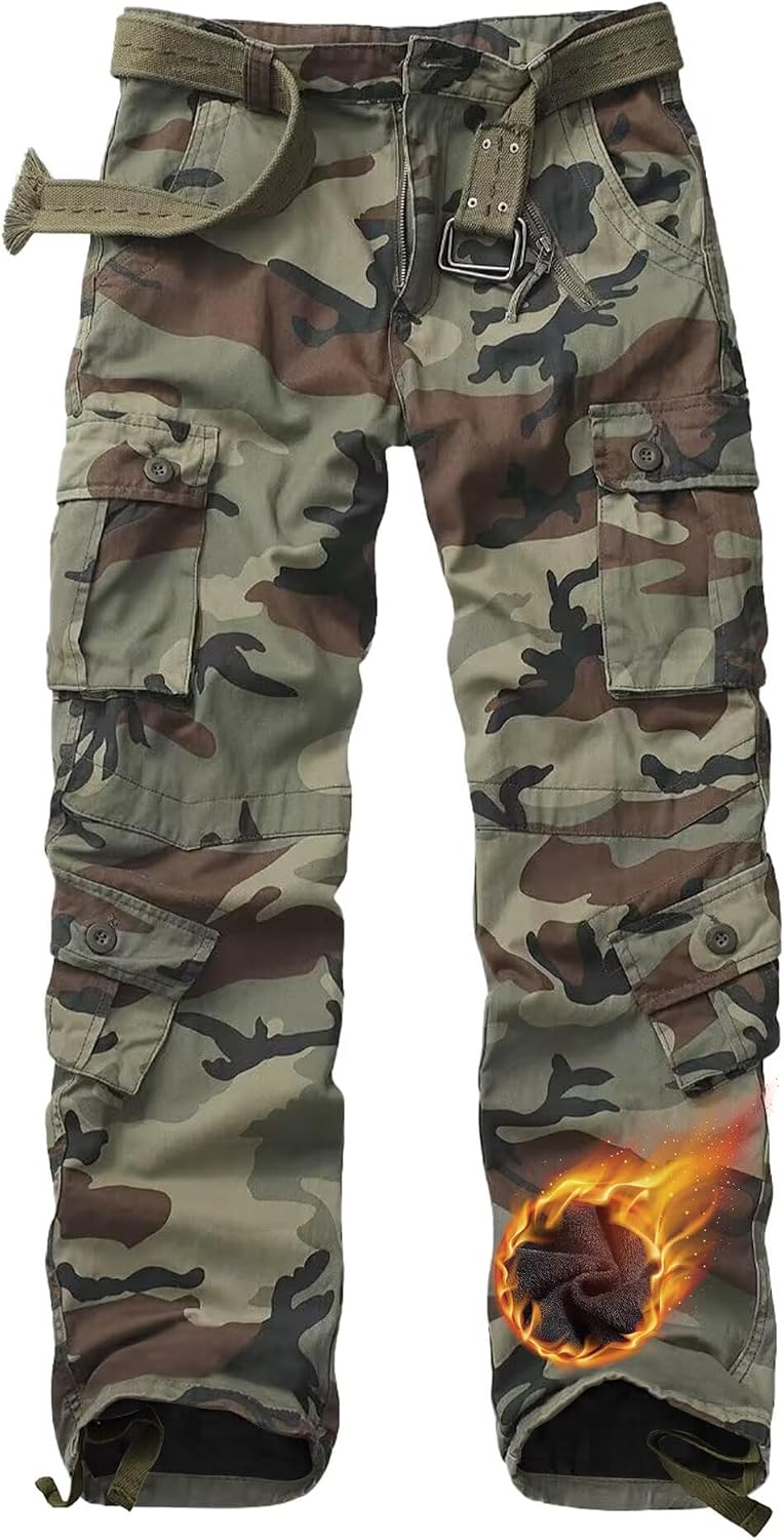 TRGPSG Men's Fleece Lined Hiking Cargo Pants