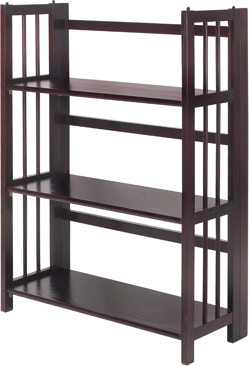 Casual Home 3-Shelf Folding Stackable Bookcase (27.5" Wide)-Walnut