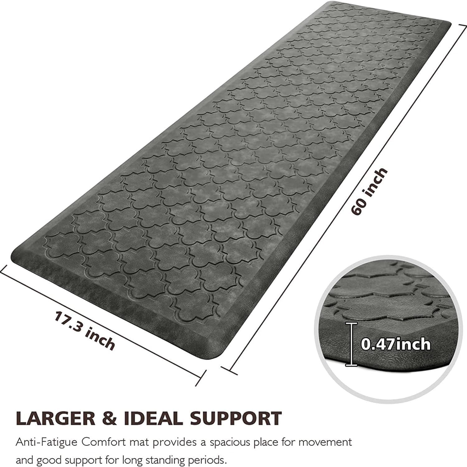 WISELIFE Kitchen Mat Cushioned Anti Fatigue Floor Mat, 17.3"x60", Thick Non Slip Waterproof Kitchen Rugs and Mats, Standing Mat for Floor, Home