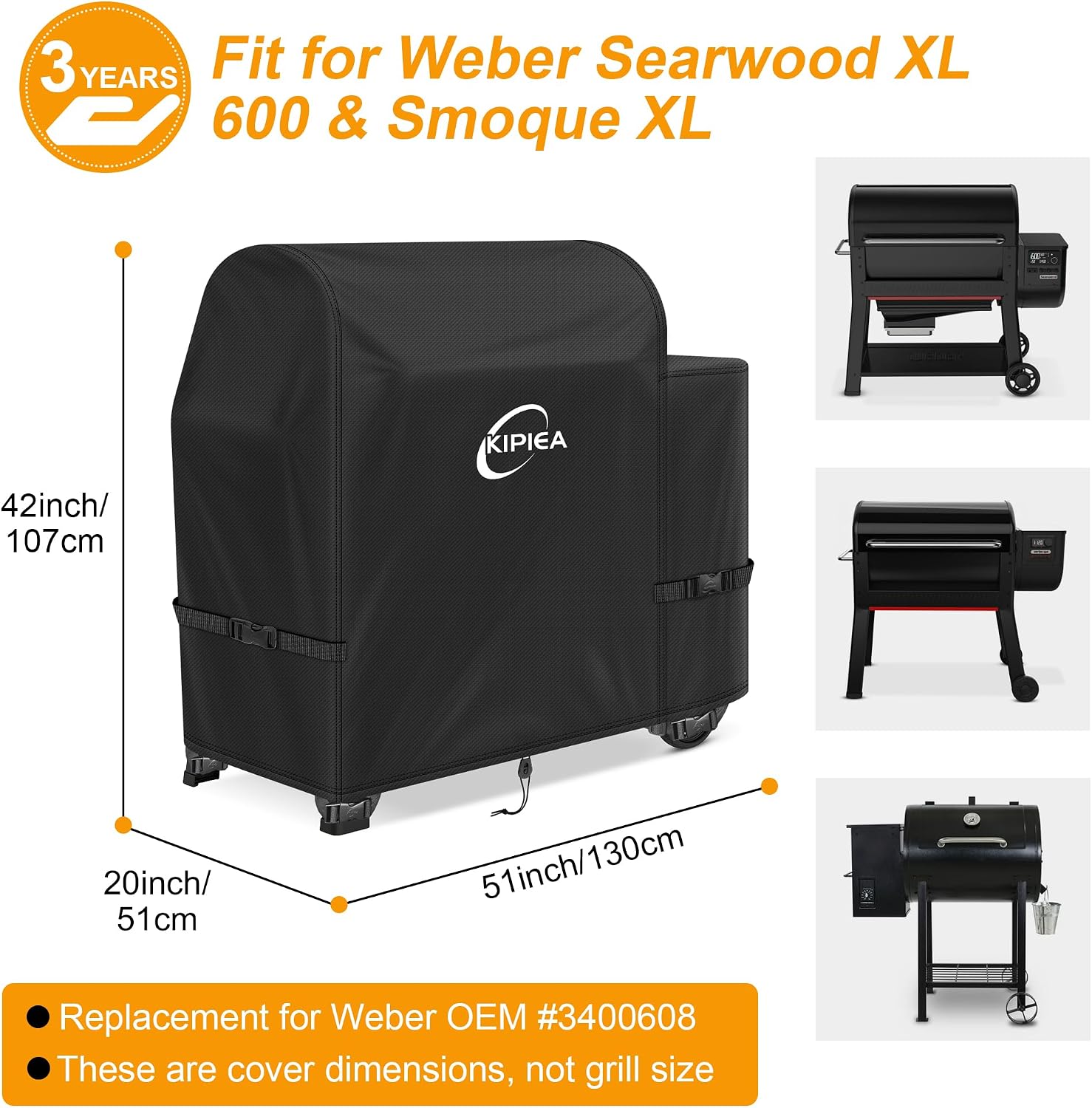 600D Vertical Smoker Cover for Pit Boss 3/4 / 5/7 Series, Waterproof Pellet Grill Cover, 73550, UV Resistant, No Tear, No Fading