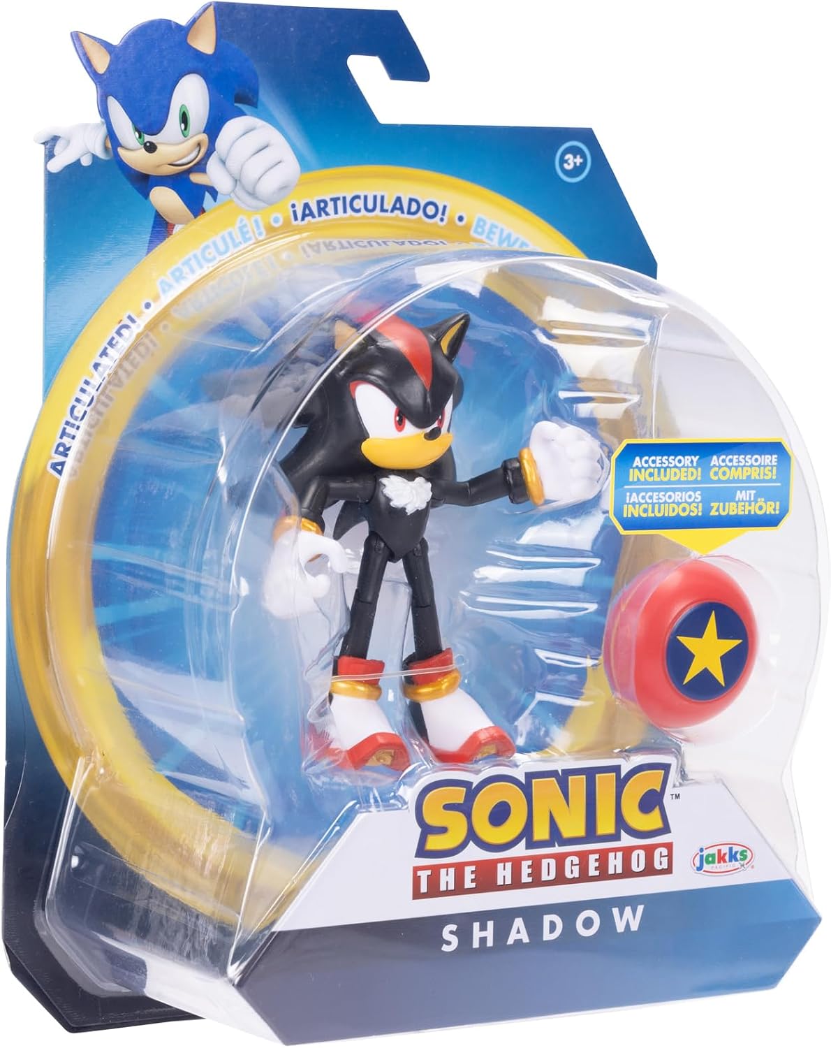 Sonic the Hedgehog 4-inch Shadow Action Figure with Star Spring Accessory. Ages 3+ (Officially licensed by Sega)