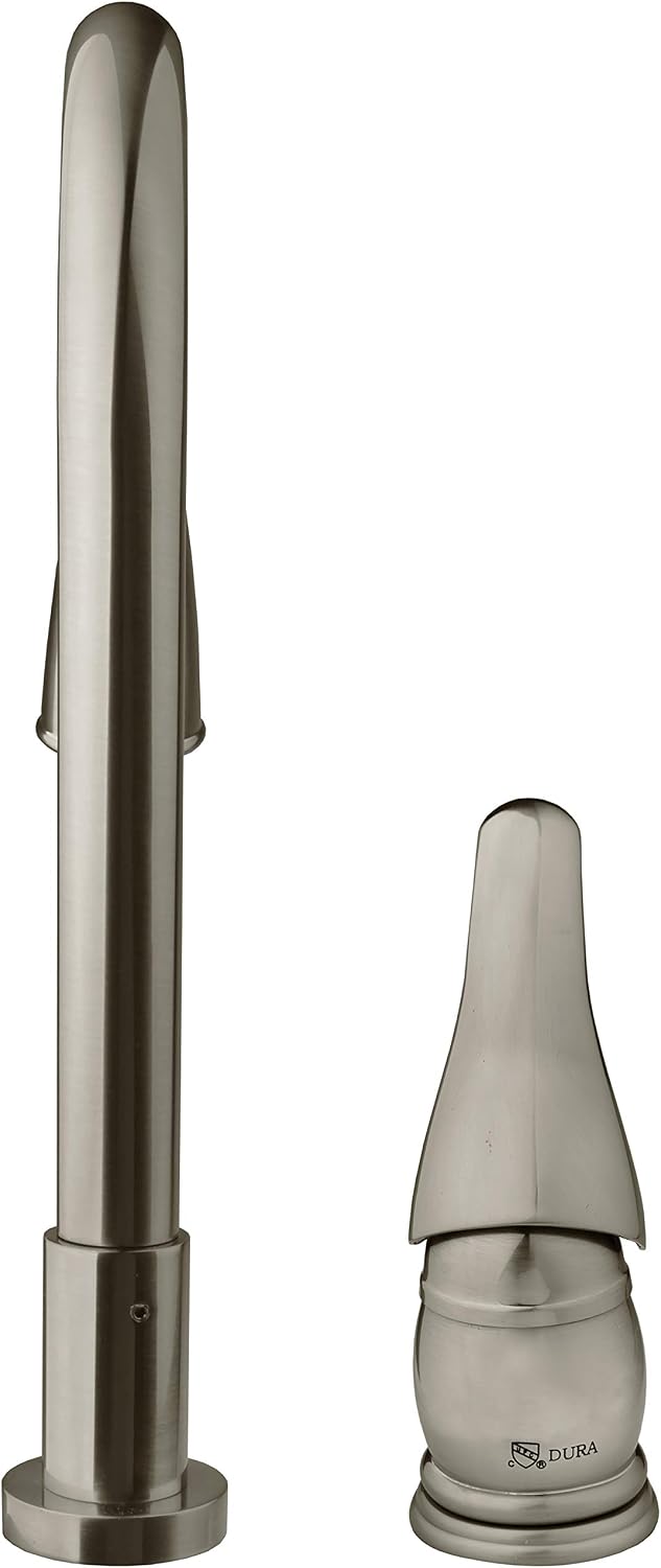 Dura Faucet DF-NMK503-SN RV Pull-Down Kitchen Sink Faucet (Satin Nickel) | Side lever gives one-hand control of temperature and flow. Easy DIY install with common hand tools.