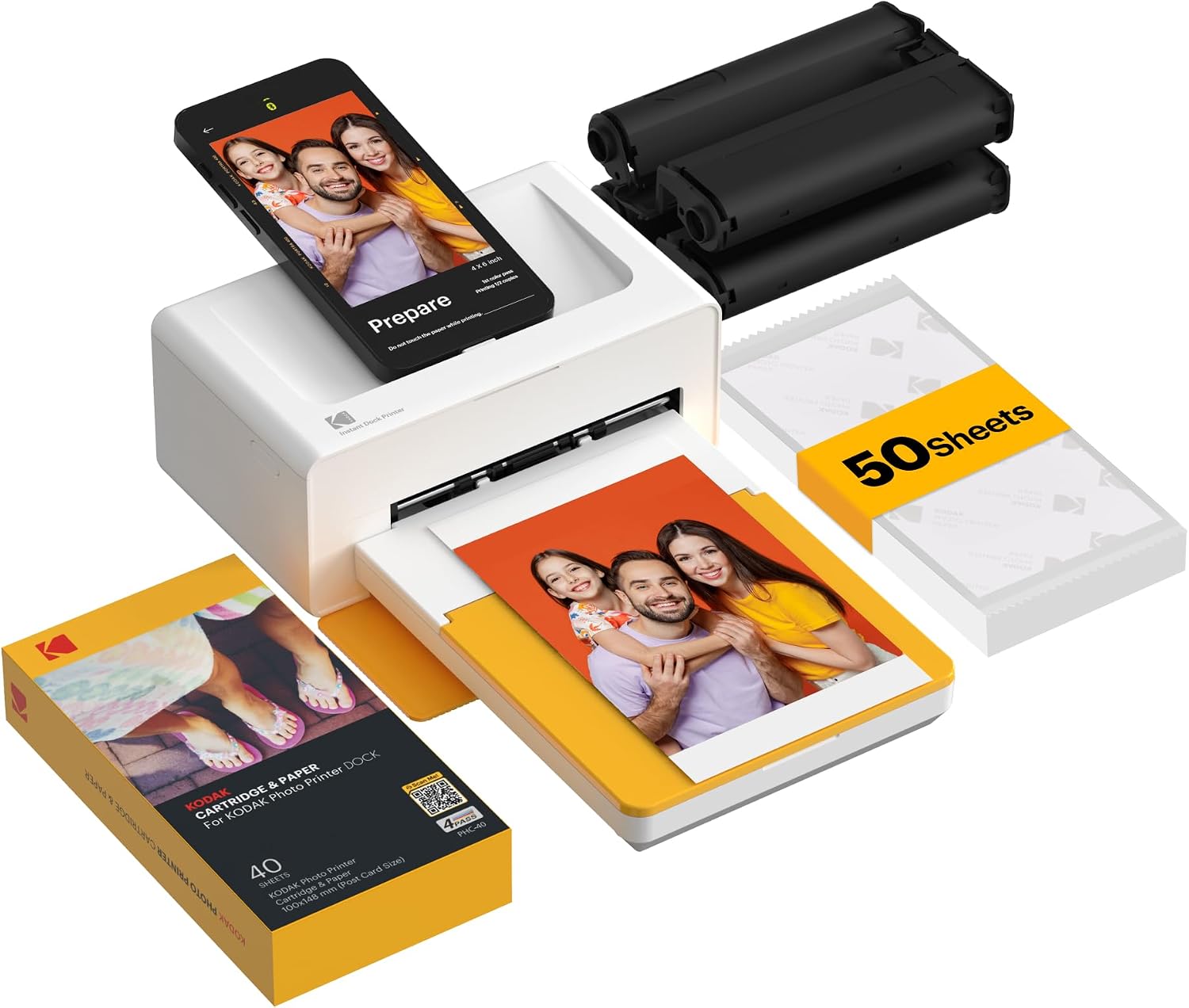KODAK Dock Plus 4x6 Photo Printer, Smartphone Docking, 4PASS, 50 Sheets