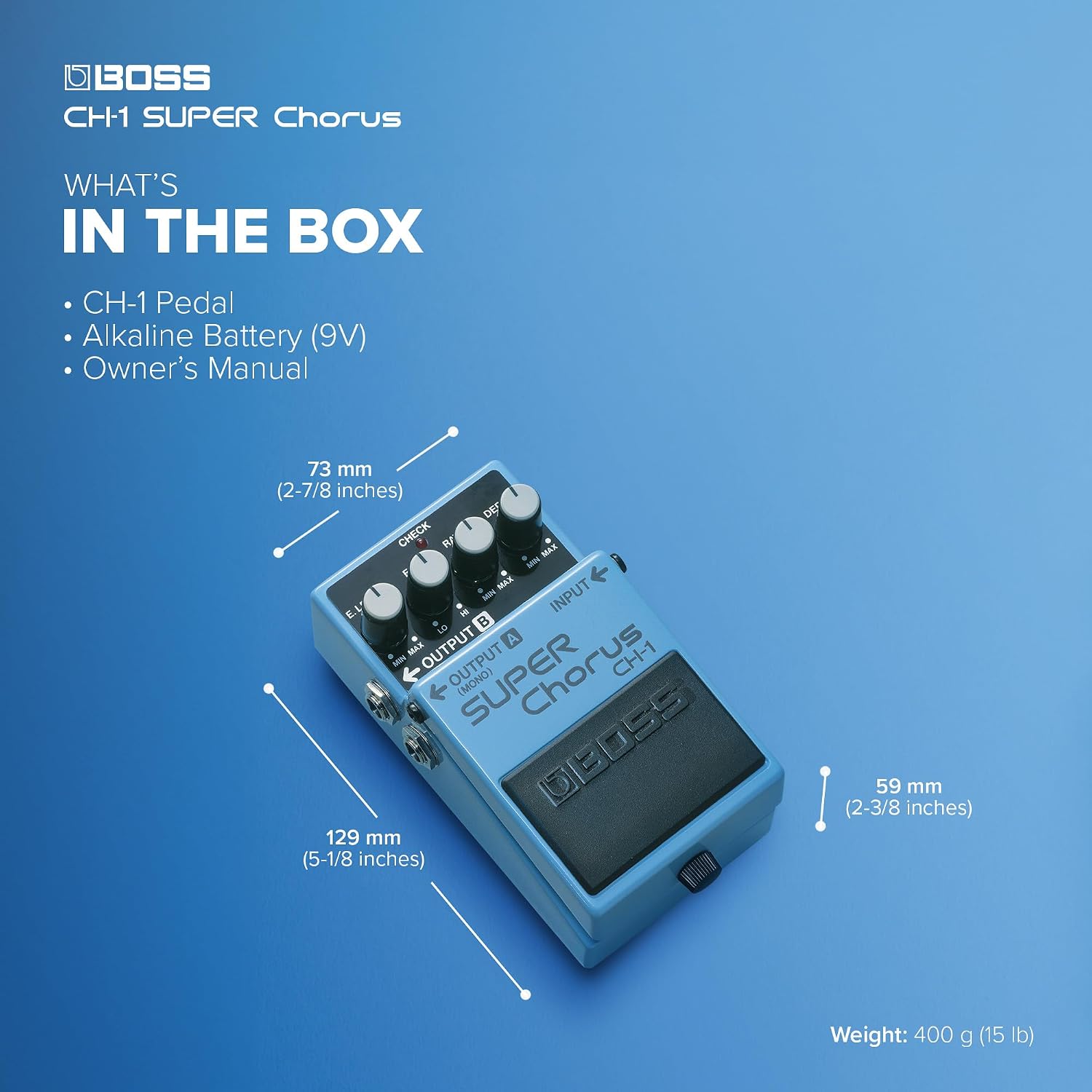BOSS CH-1 SUPER Chorus | Classic Compact Chorus Effects Pedal | Cystal-Clear Tone for Guitar & Keyboards | Versatile Sound Shaping | Mono & Stereo