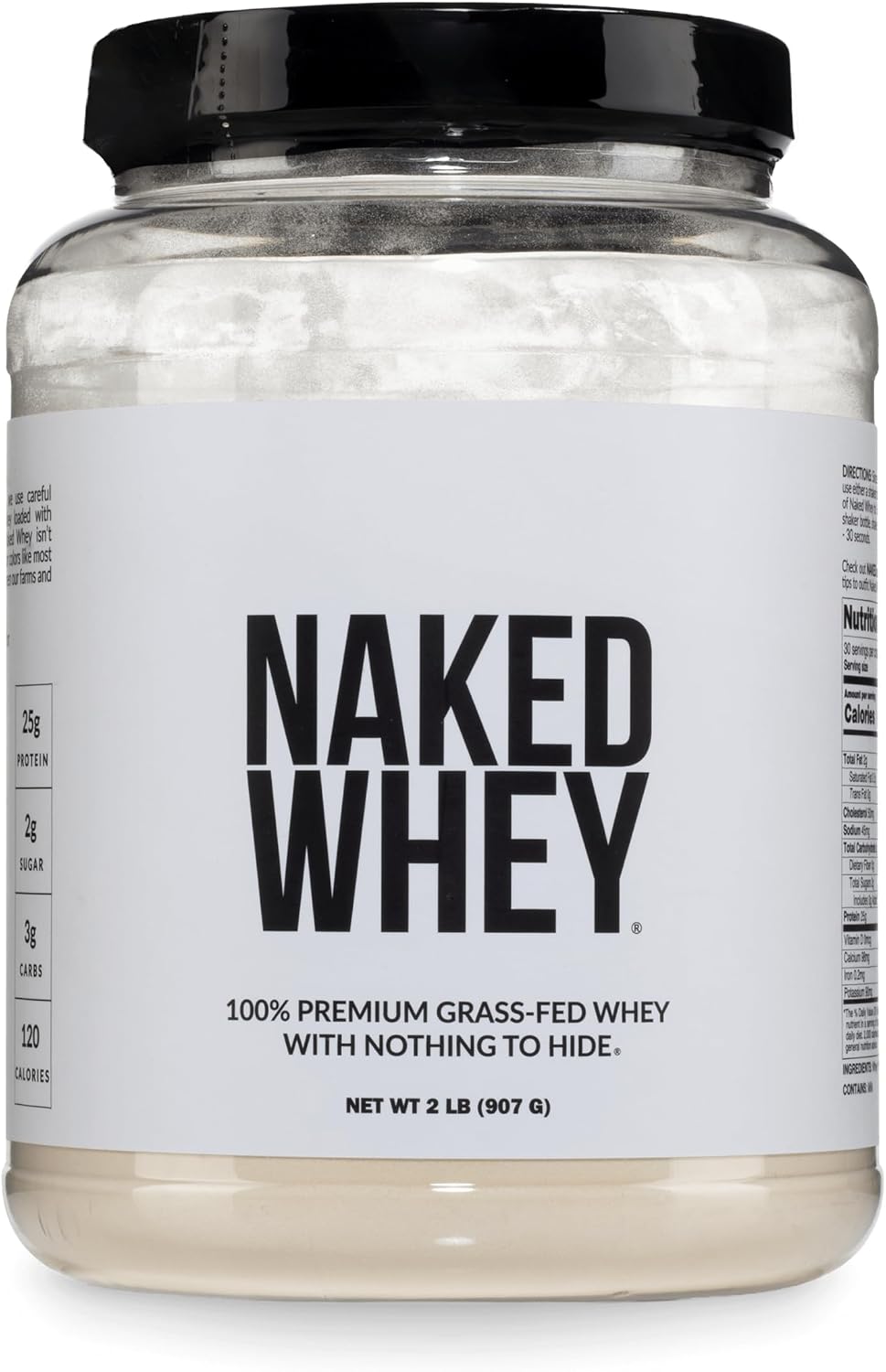 NAKED Whey 5LB 100% Grass Fed Unflavored Whey Protein Powder - Only 1 Ingredient, NSF Certified, Undenatured, Gluten Free, Soy Free, Promote Muscle Growth and Recovery - 76 Servings