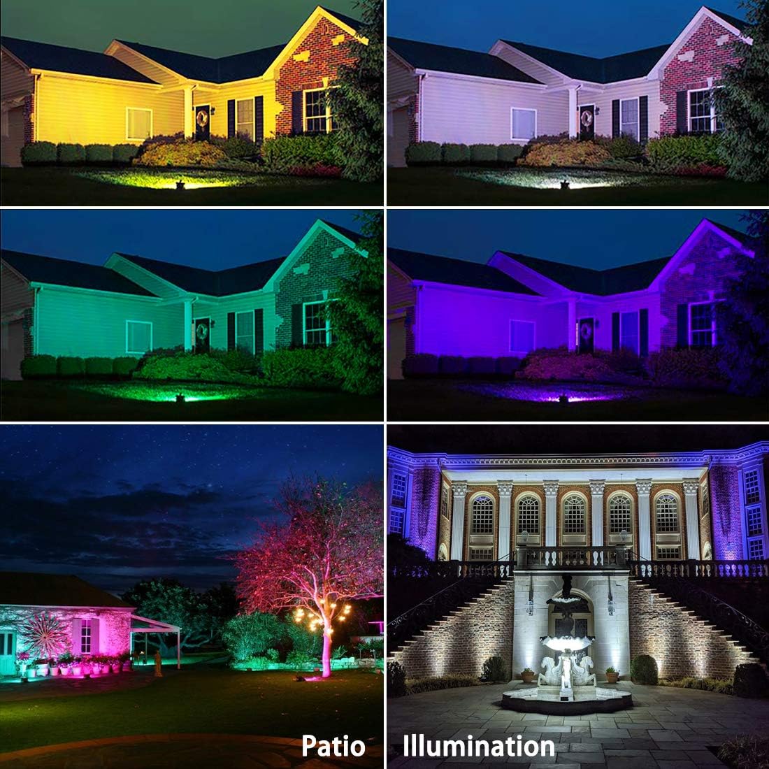 Led Flood Light Outdoor 30W, 300W Equivalent, Color Changing RGB Lights | Remote Control, 120 RGB Colors, Warm White 2700K, Timing, Custom Mode, Uplight Landscape Lights,IP66 US 3-Plug (2 Pack)