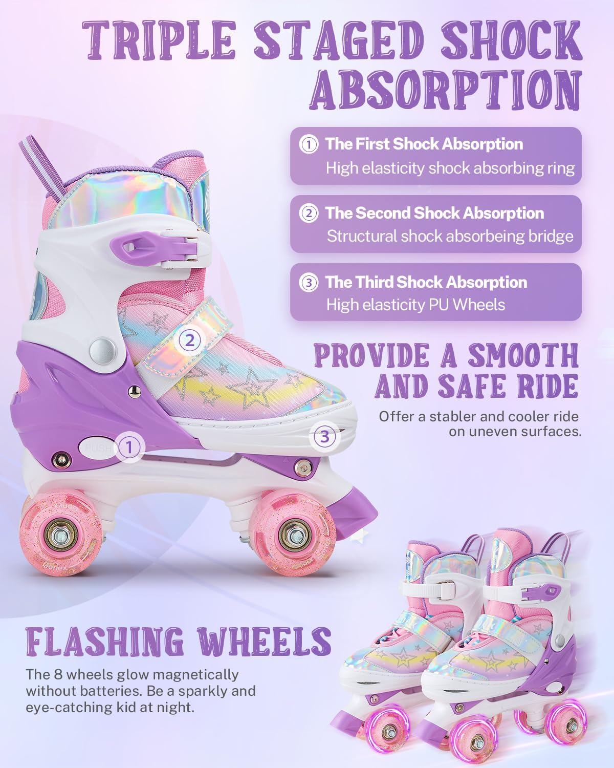 Gonex Roller Skates for Girls Kids Women with Light-Up Wheels