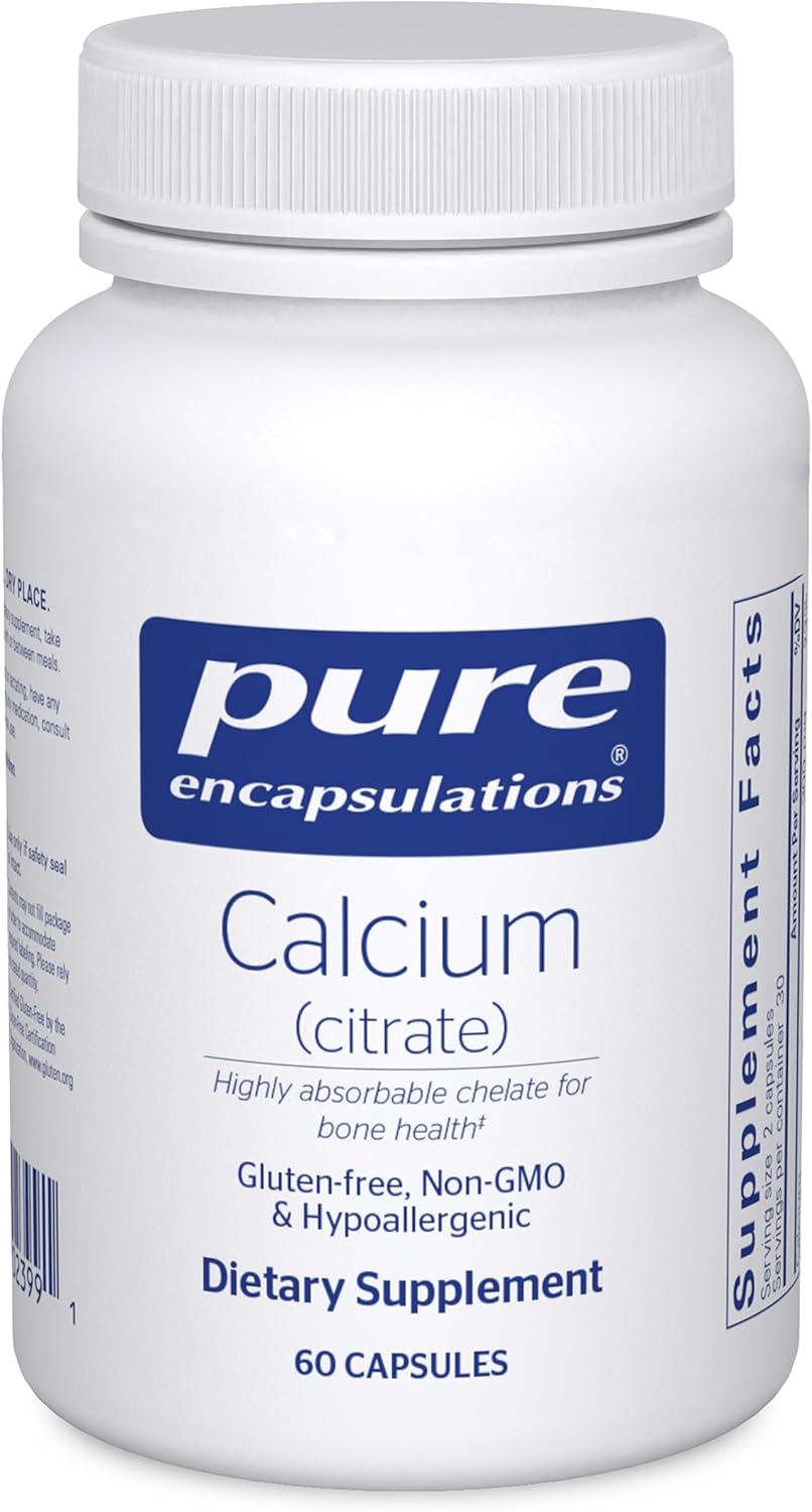 Pure Encapsulations Calcium (Citrate) - Supplement for Bone, Teeth, Colon, and Cardiovascular Health Support* - with Premium Calcium Citrate - 180 Capsules | Supplement for Bone, Teeth, Colon, and Cardiovascular Health Support*, with Premium Calcium Citr…