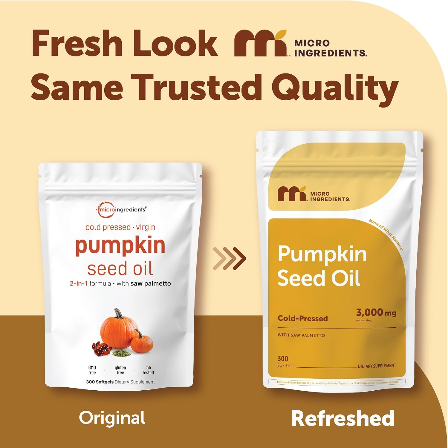 Micro Ingredients Pumpkin Seed Oil with Saw Palmetto, 300 Softgels | Cold Pressed, Pure Virgin Oil with Essential Fatty Acids & Phytosterols. For Men & Women. Non-GMO, Gluten Free.