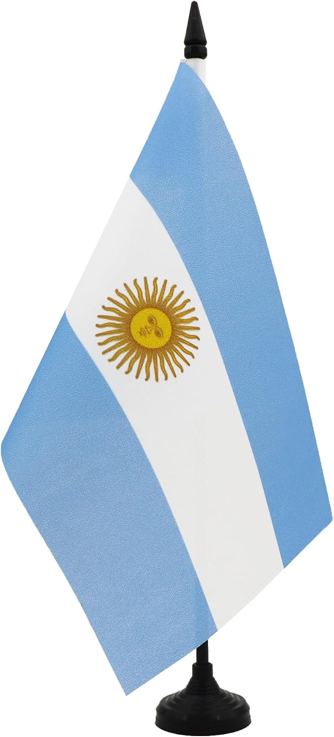 AZ FLAG Nicaragua Table Flag 4x6 in 100D Polyester Plastic Base | Indoor use Nicaraguan 15x10 cm desk flag stitched finish with reinforced edges with plastic pole