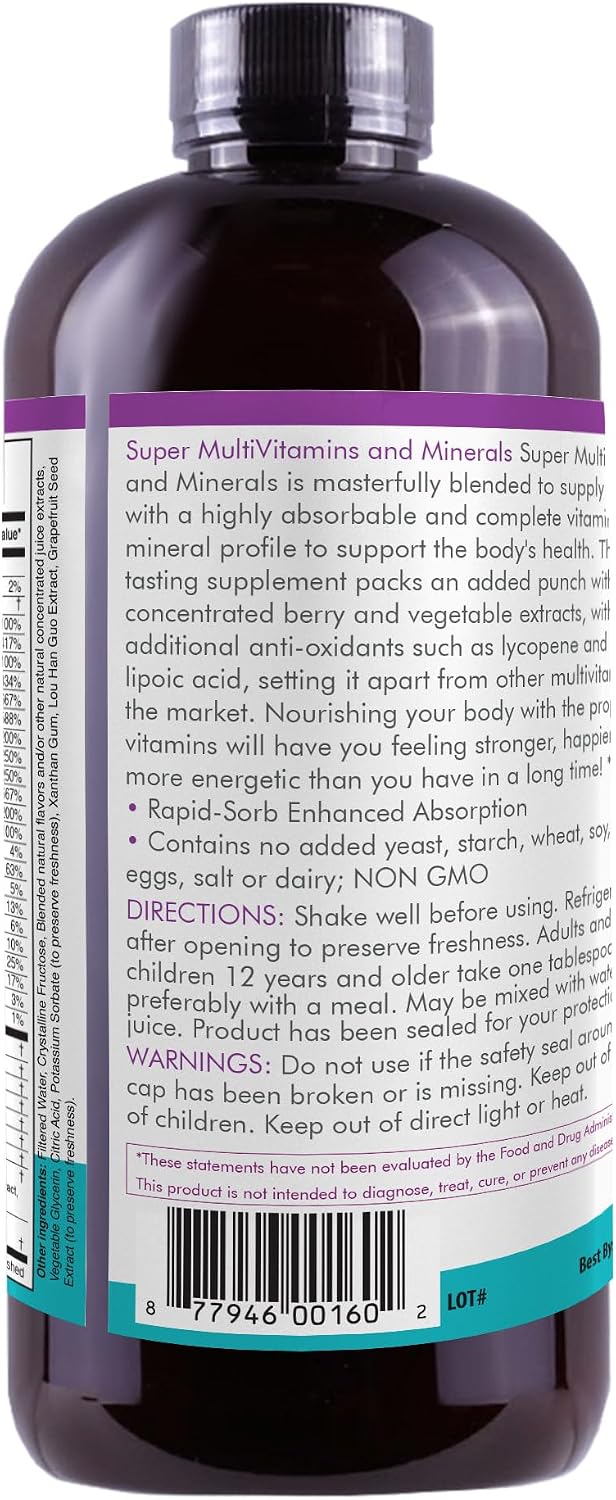 Liquid Super Multivitamin and Minerals, 16 oz | Premium Vitamins for Enhanced Absorption, Daily Supplement for Optimal Health and Wellness