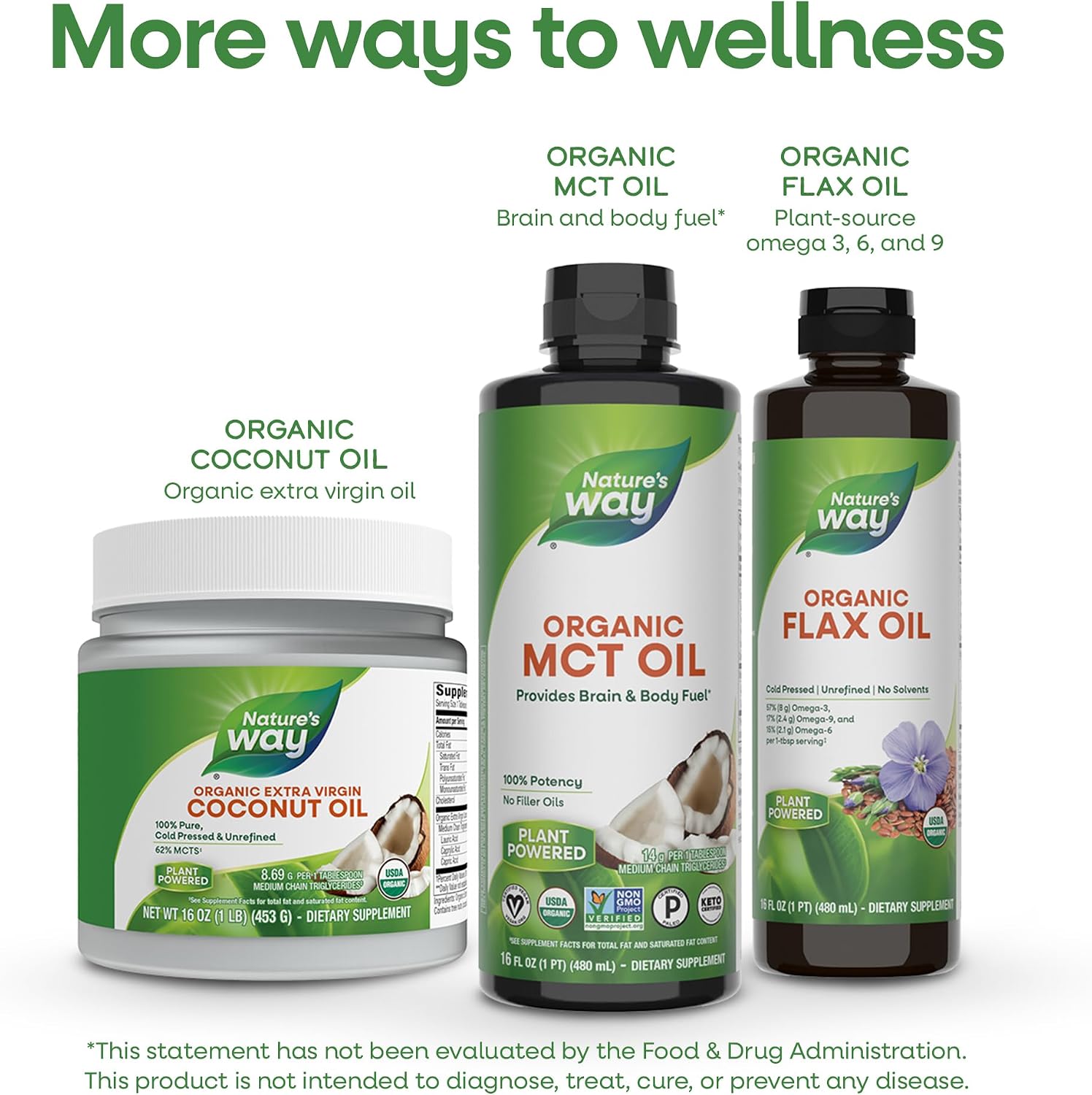 Nature's Way Organic MCT Oil, Brain and Body Fuel*, Keto & Paleo, 16 Fl Oz | Liquid Coconut MCT Oil with C8 Caprylic & C10 Capric Acids, 14 g Medium Chain Triglycerides per Serving, Non-GMO